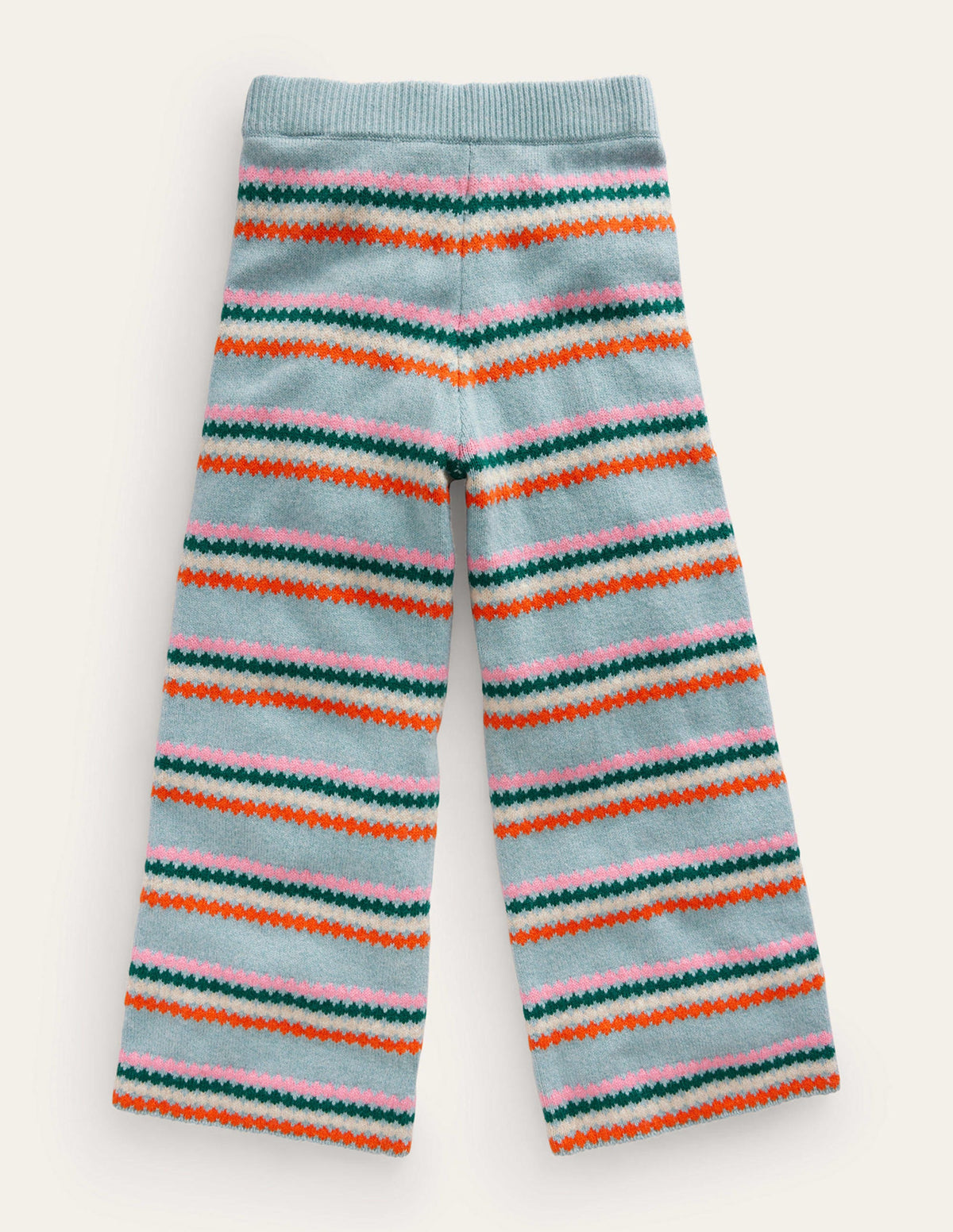Wide Leg Knitted Trousers-Dusk Blue Stripe-2