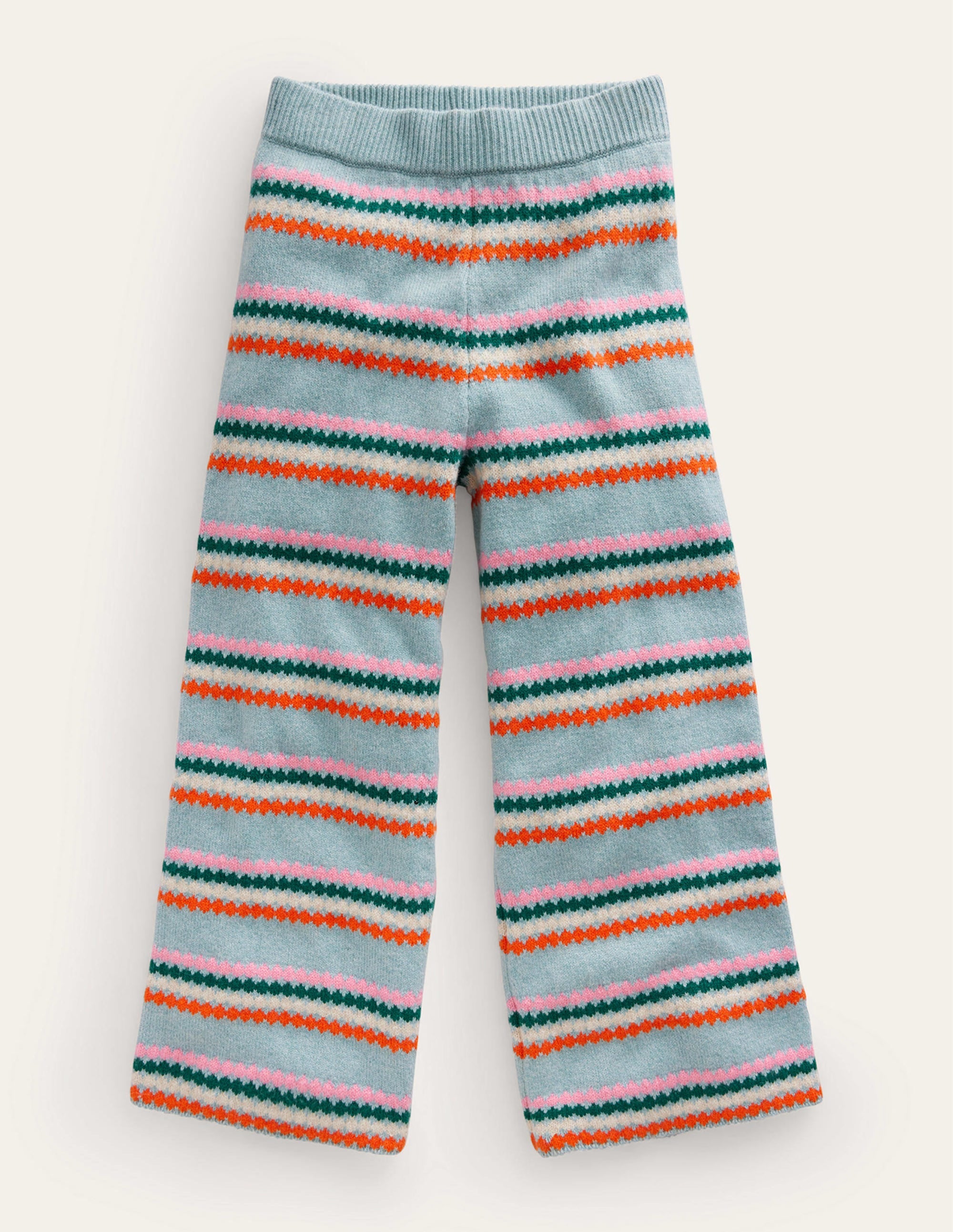 Wide Leg Knitted Trousers-Dusk Blue Stripe - Image 1