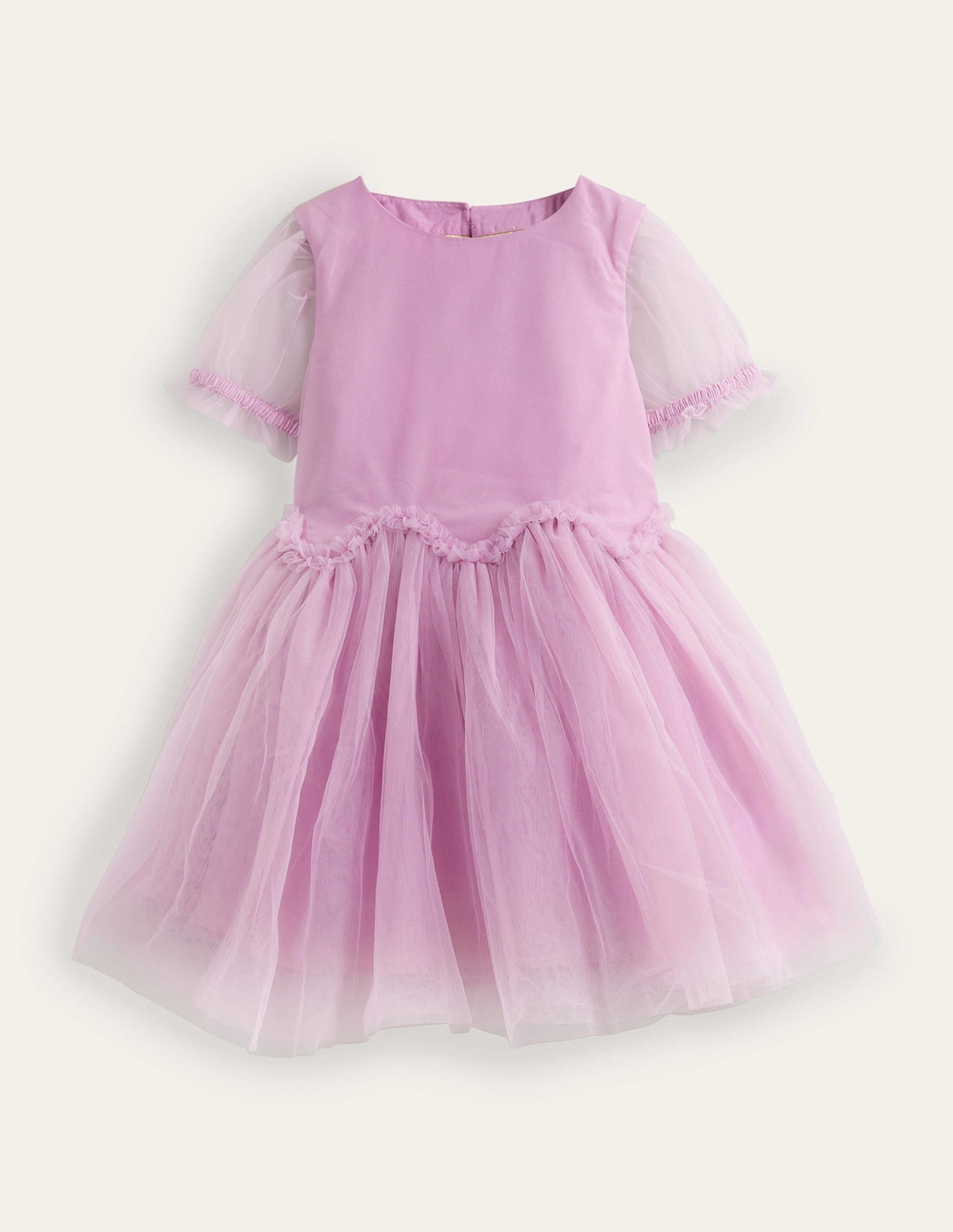 Robe en tulle à taille volantée-Lilas poudré - Image 1