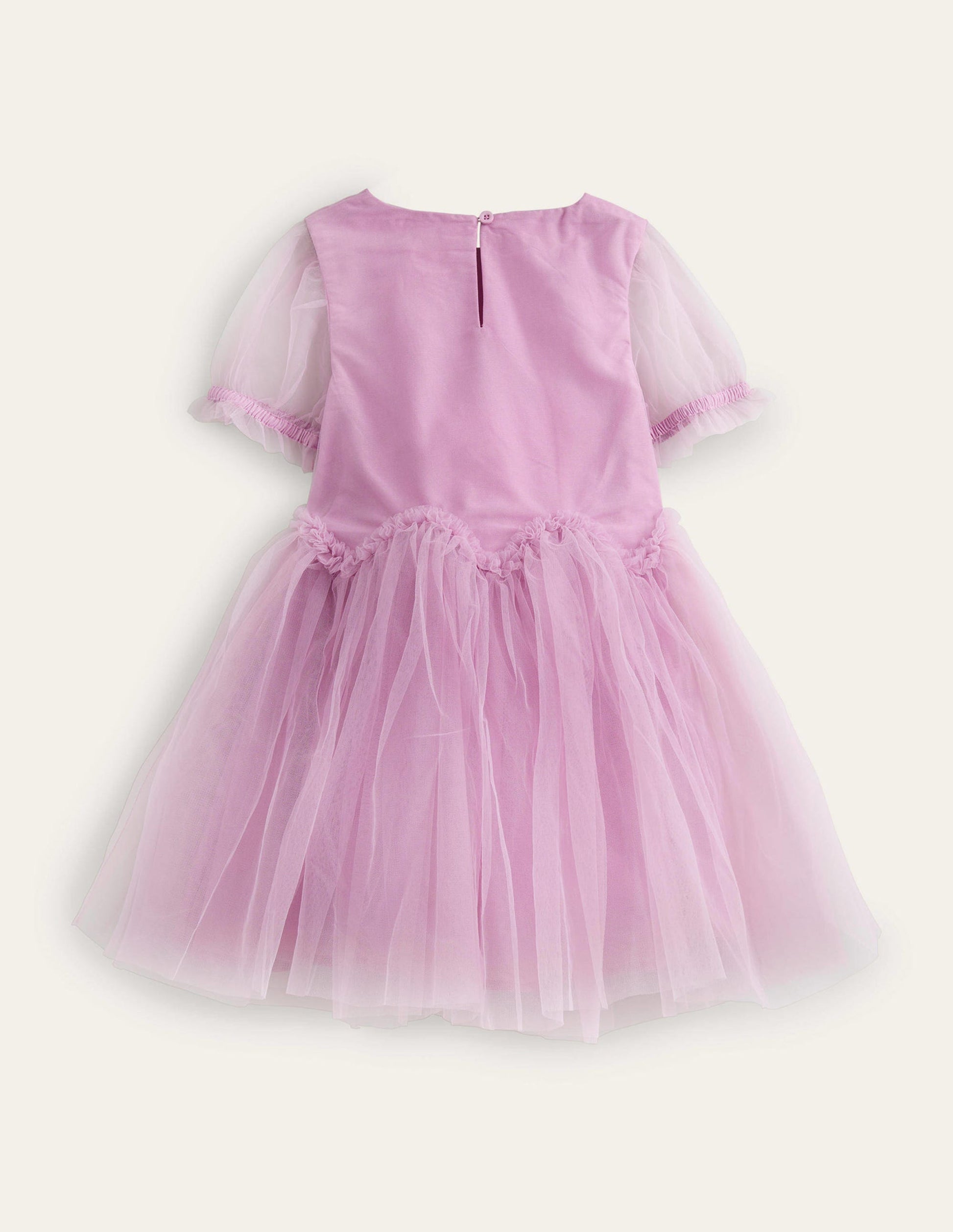 Robe en tulle à taille volantée-Lilas poudré-2