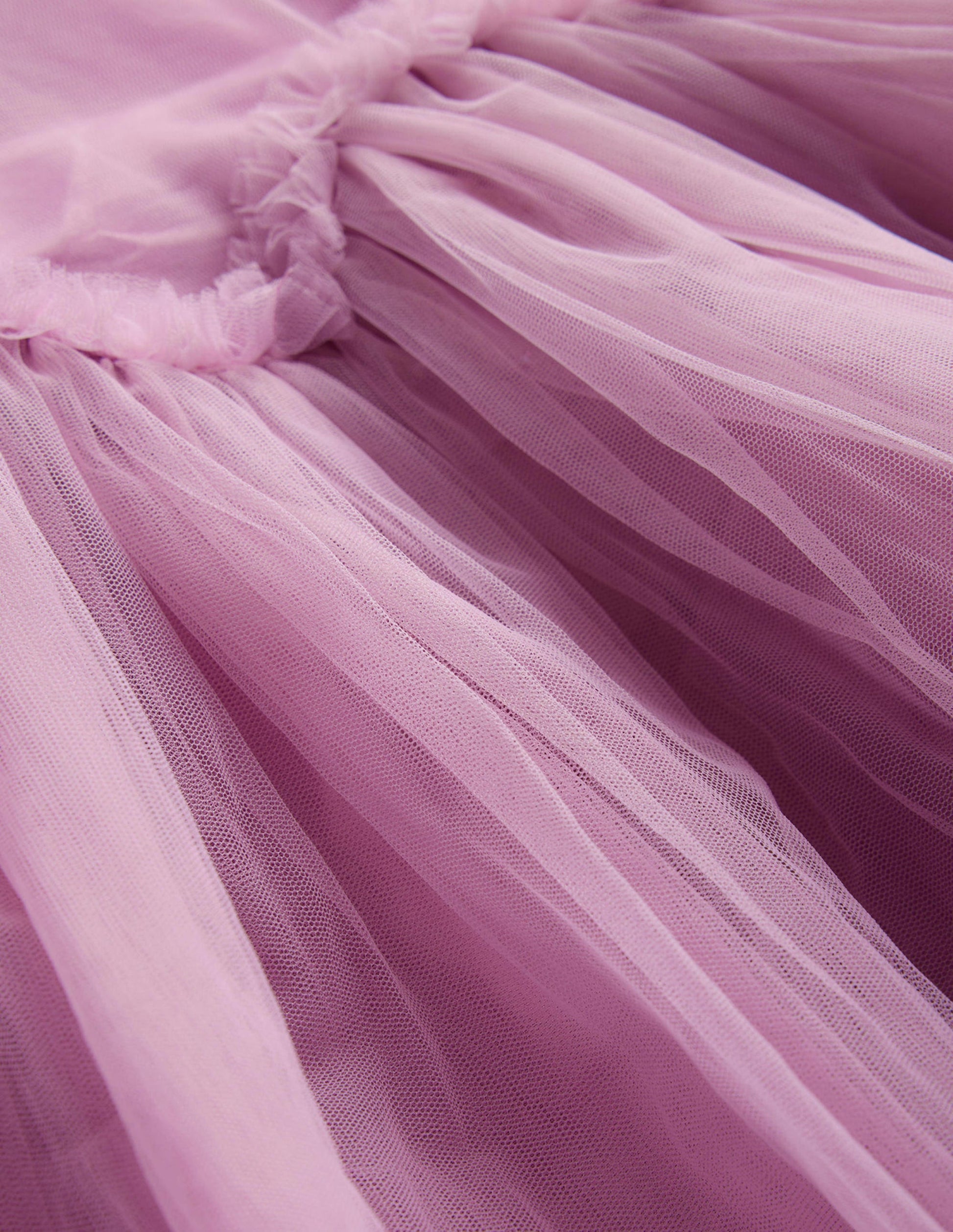 Robe en tulle à taille volantée-Lilas poudré-3
