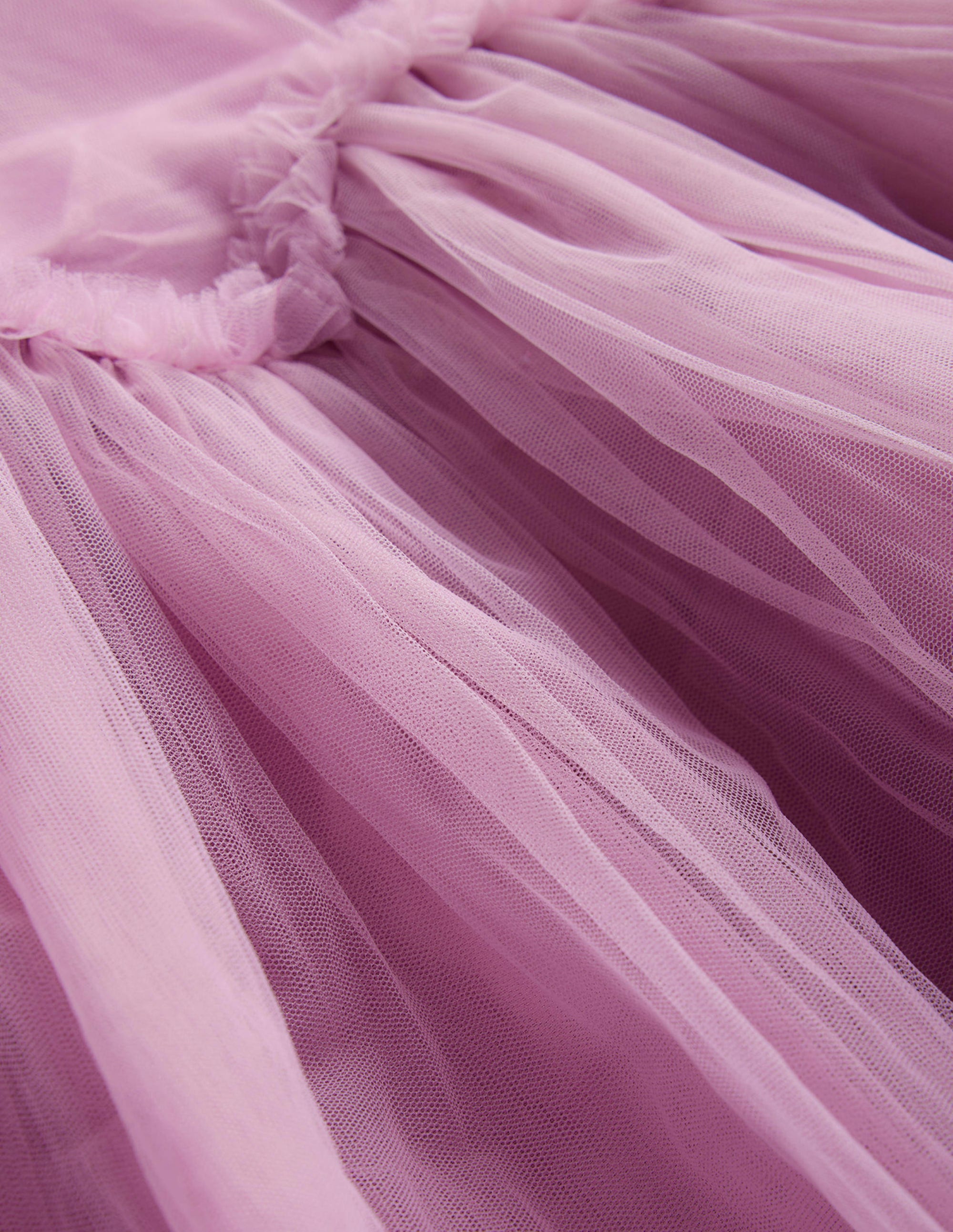 Robe en tulle à taille volantée-Lilas poudré - Image 3