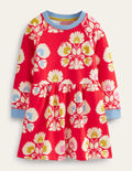 Printed Sweatshirt Dress-Strawberry Tart Woodblock