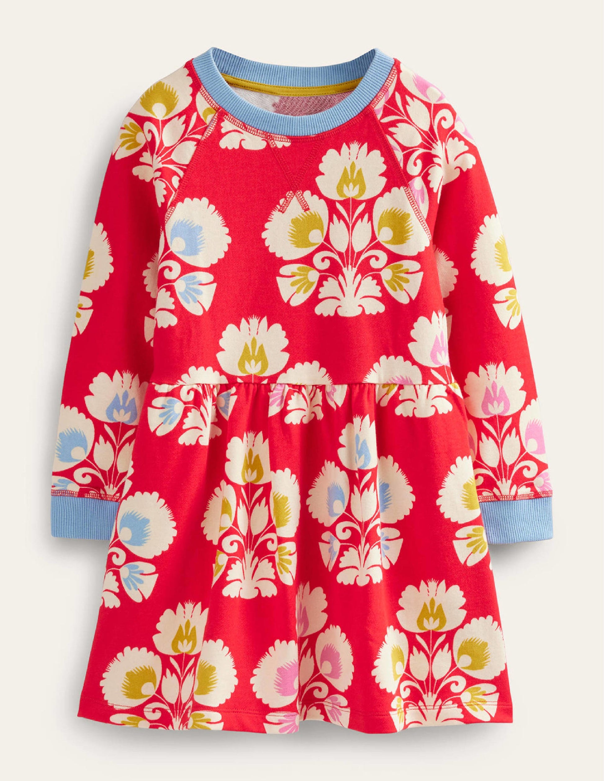 Printed Sweatshirt Dress-Strawberry Tart Woodblock-1