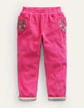 Lined Cord Pull-On Trousers-Mid Pink