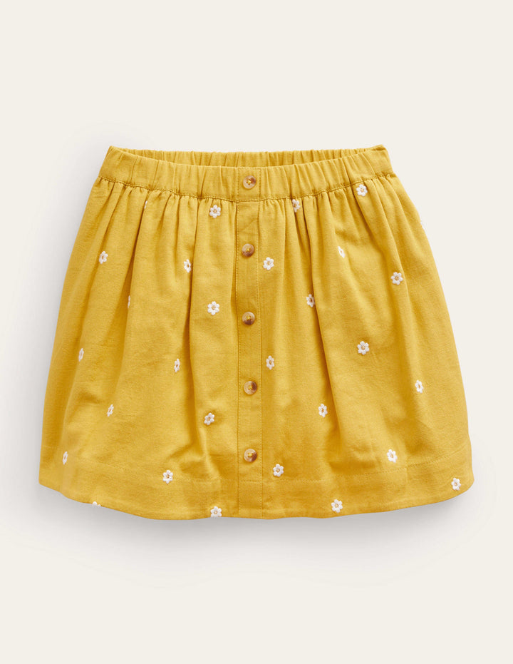 Embroidered Twirly Skirt-Honeycomb Yellow Daisy