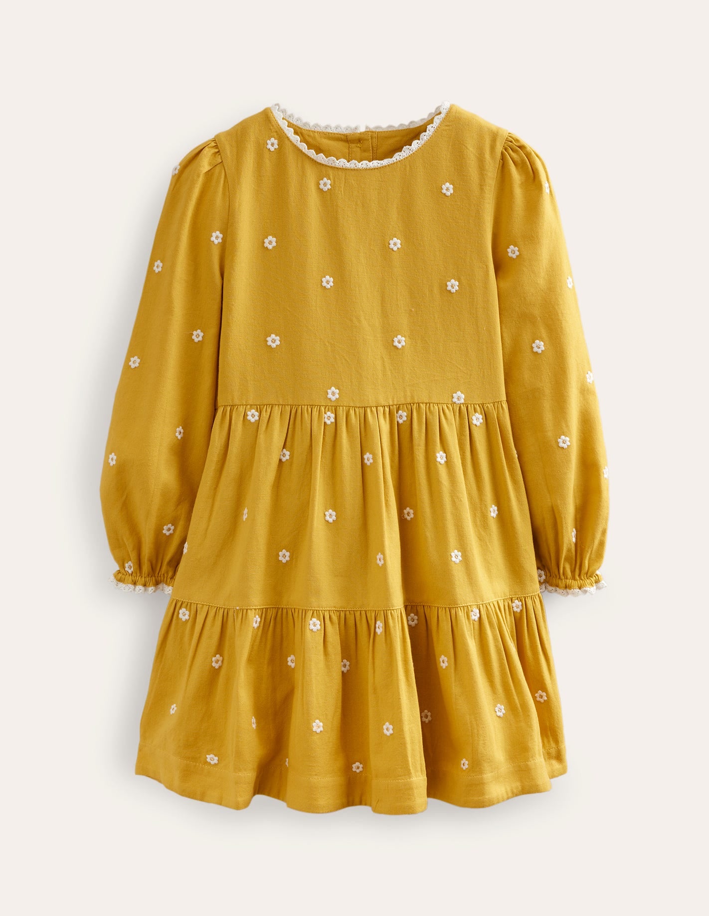 Robe tournoyante brodée-Pâquerette jaune rayon de miel - Image 1