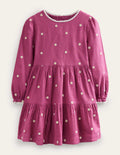 Robe tournoyante brodée-Pâquerette rose tasse de thé