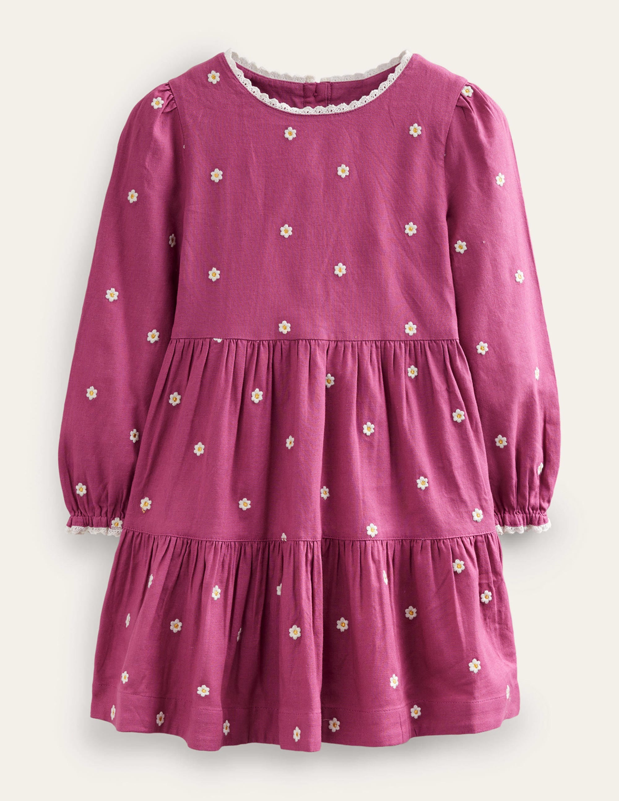 Robe tournoyante brodée-Pâquerette rose tasse de thé - Image 1