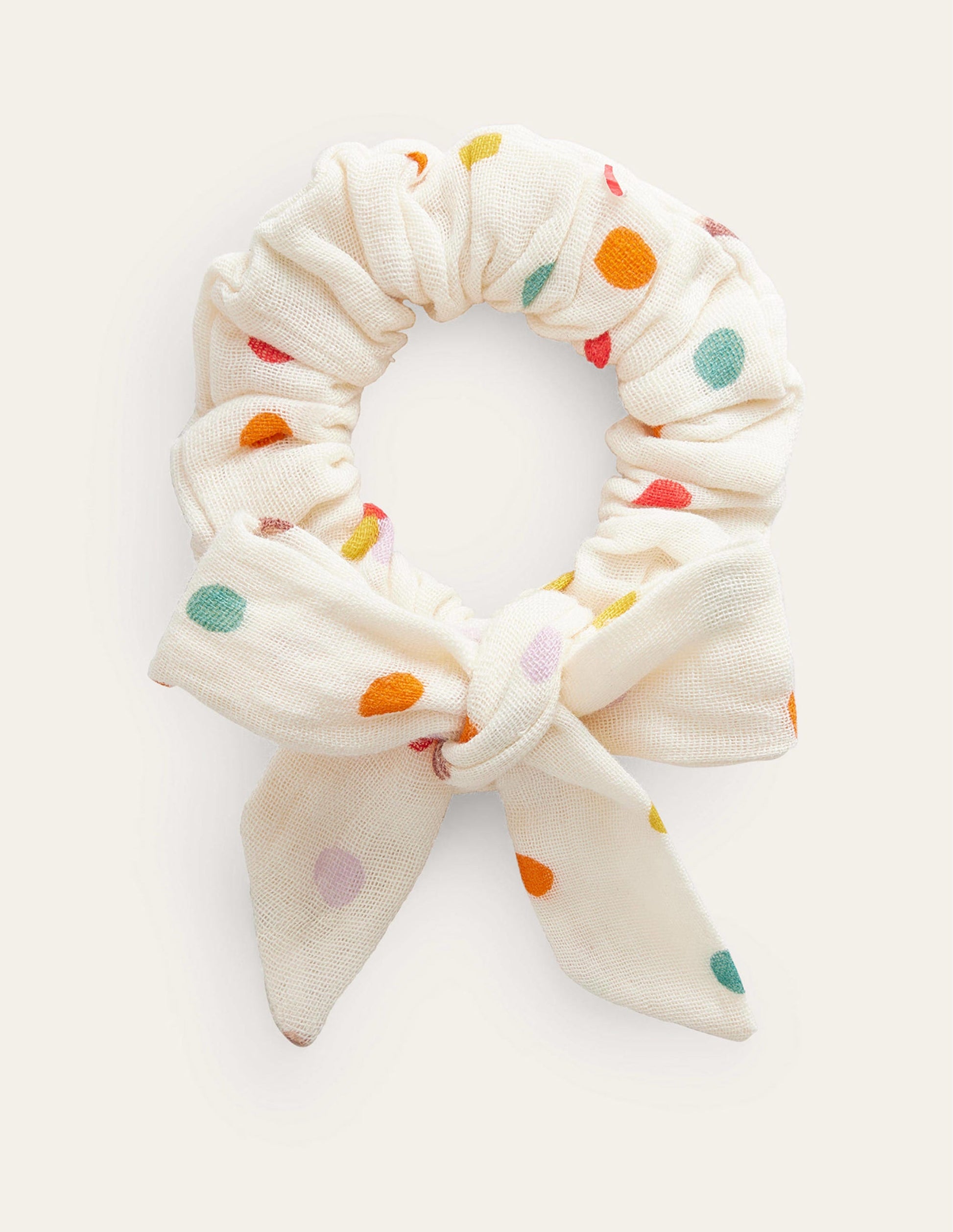 Bow Scrunchie-Ivory Ice cream-1