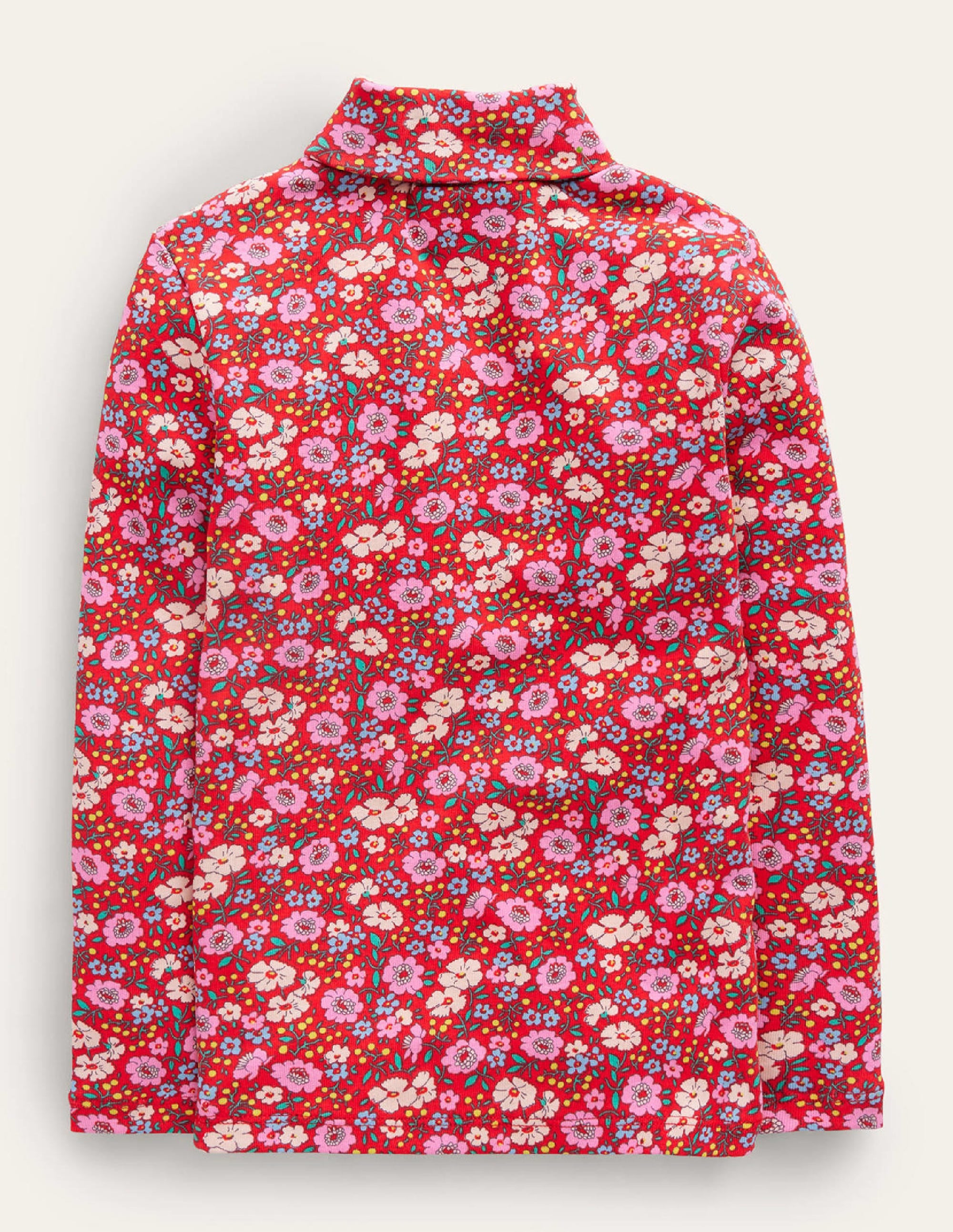 Superweiches Oberteil mit Rollkragen-Leuchtendes Rot Festliche Blume - Image 2