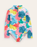 Maillot de bain à manches longues-Nuages arc-en-ciel multi