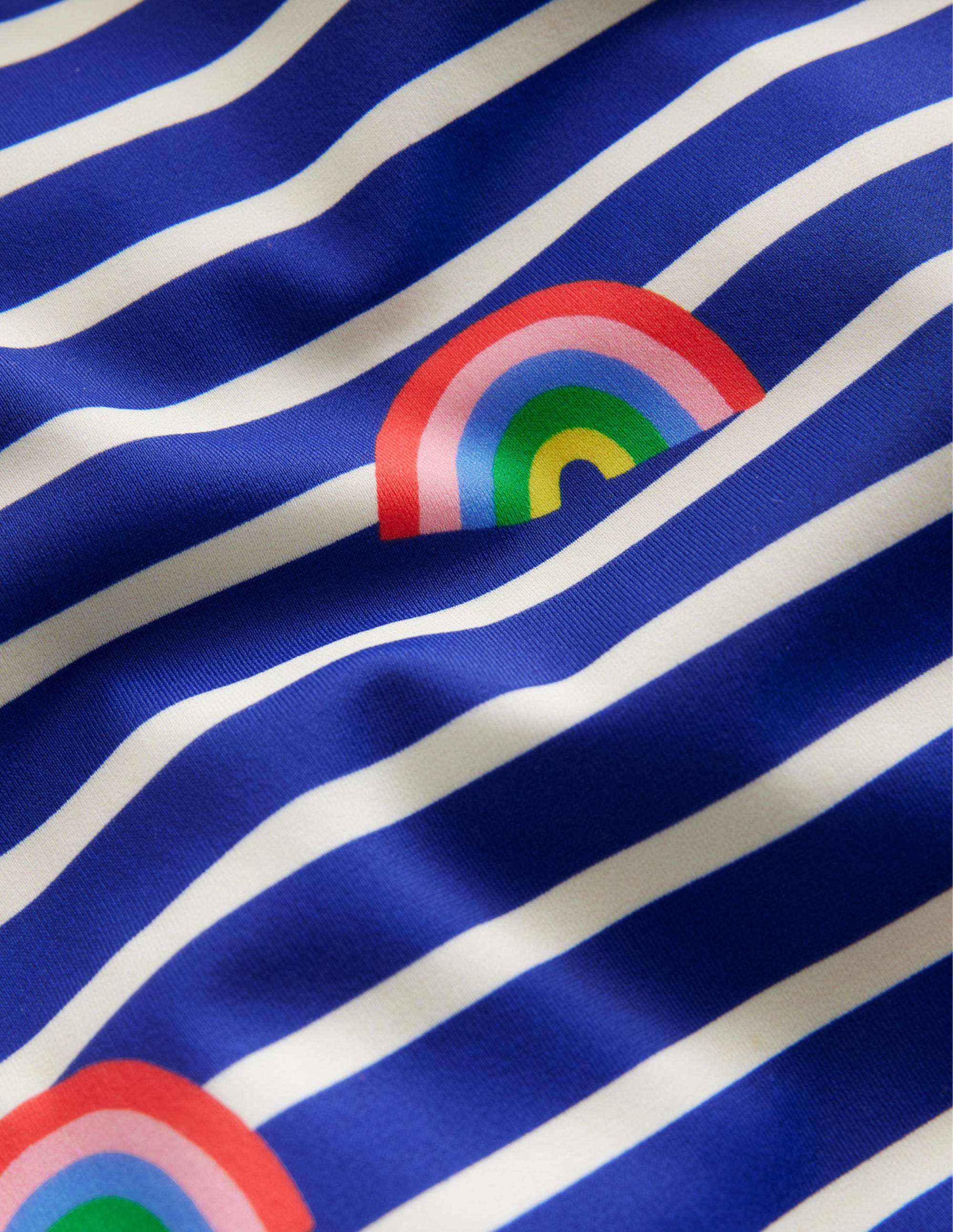 Maillot de bain imprimé croisé dans le dos-Arcs-en-ciel marinière bleu saphir - Image 3