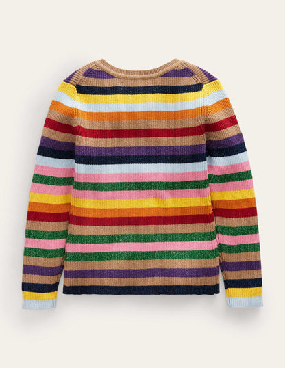 Strickjacke mit Glitzer und Streifen-Bunte Streifen Glitzer-3