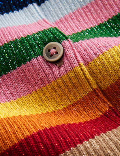 Strickjacke mit Glitzer und Streifen-Bunte Streifen Glitzer-4