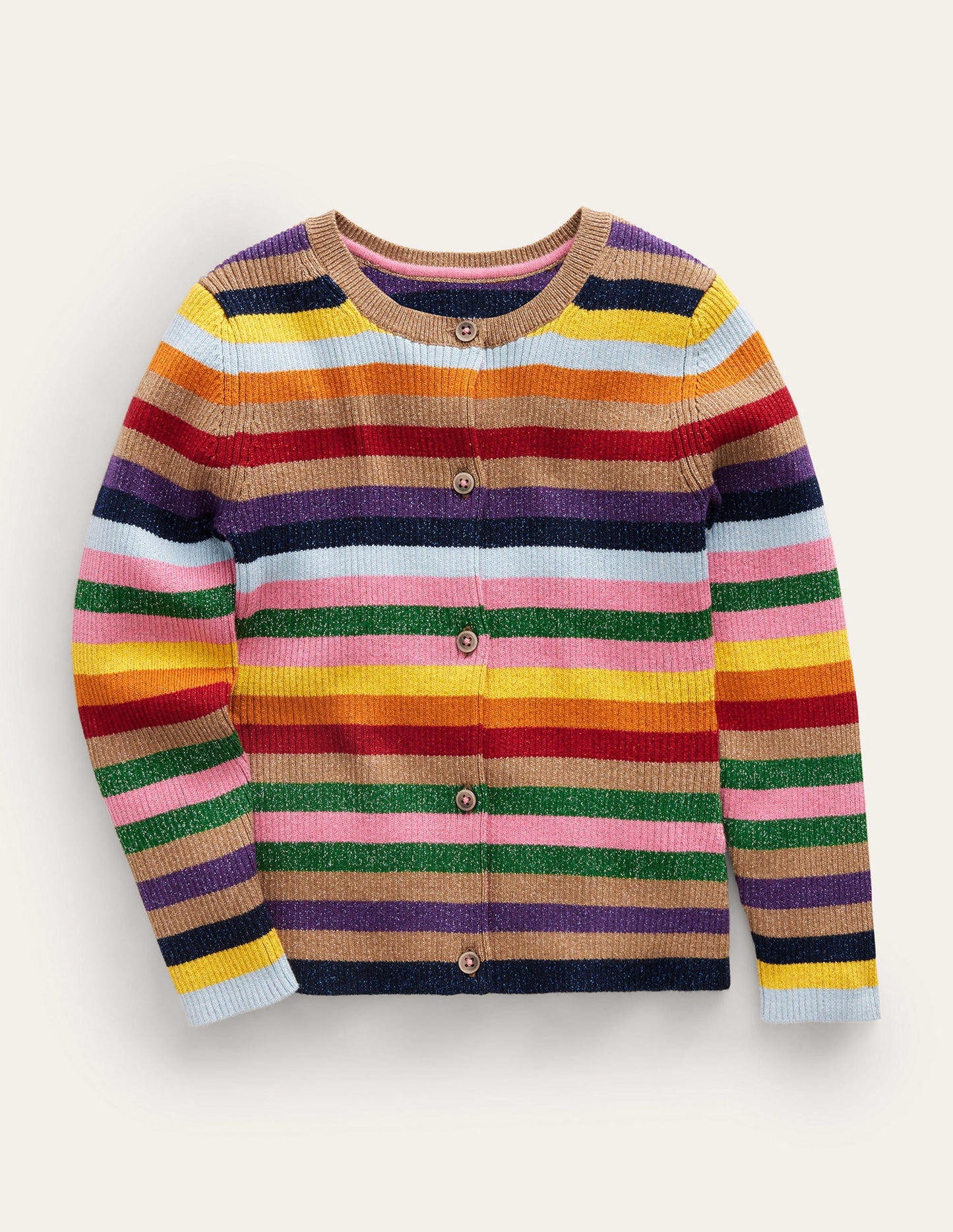 Strickjacke mit Glitzer und Streifen-Bunte Streifen Glitzer