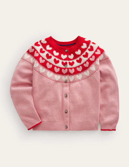 Fun Fair Isle Cardigan-Almond Pink Hearts