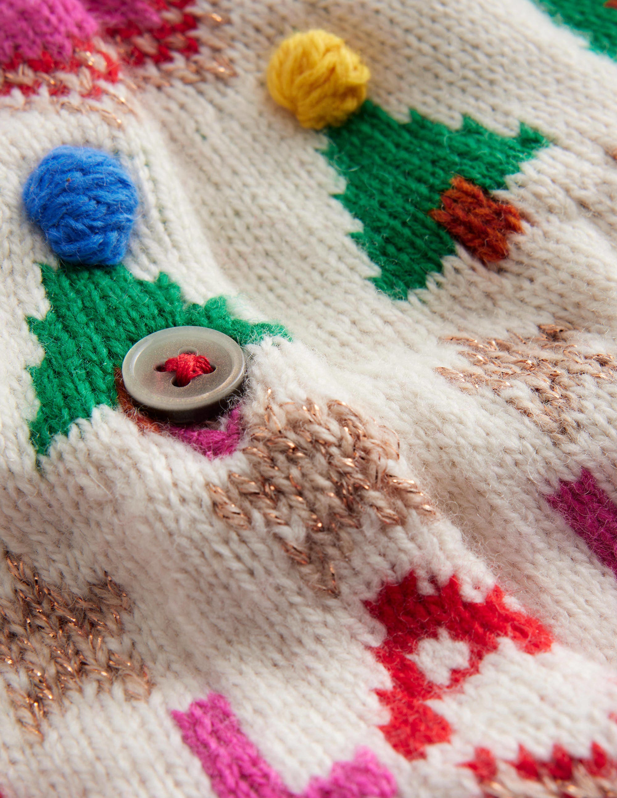 Gilet fun à motif jacquard-Motif festif rose vif - Image 3