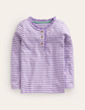 Henley Matrosenshirt mit Rüschen-Naturweiß/Lila