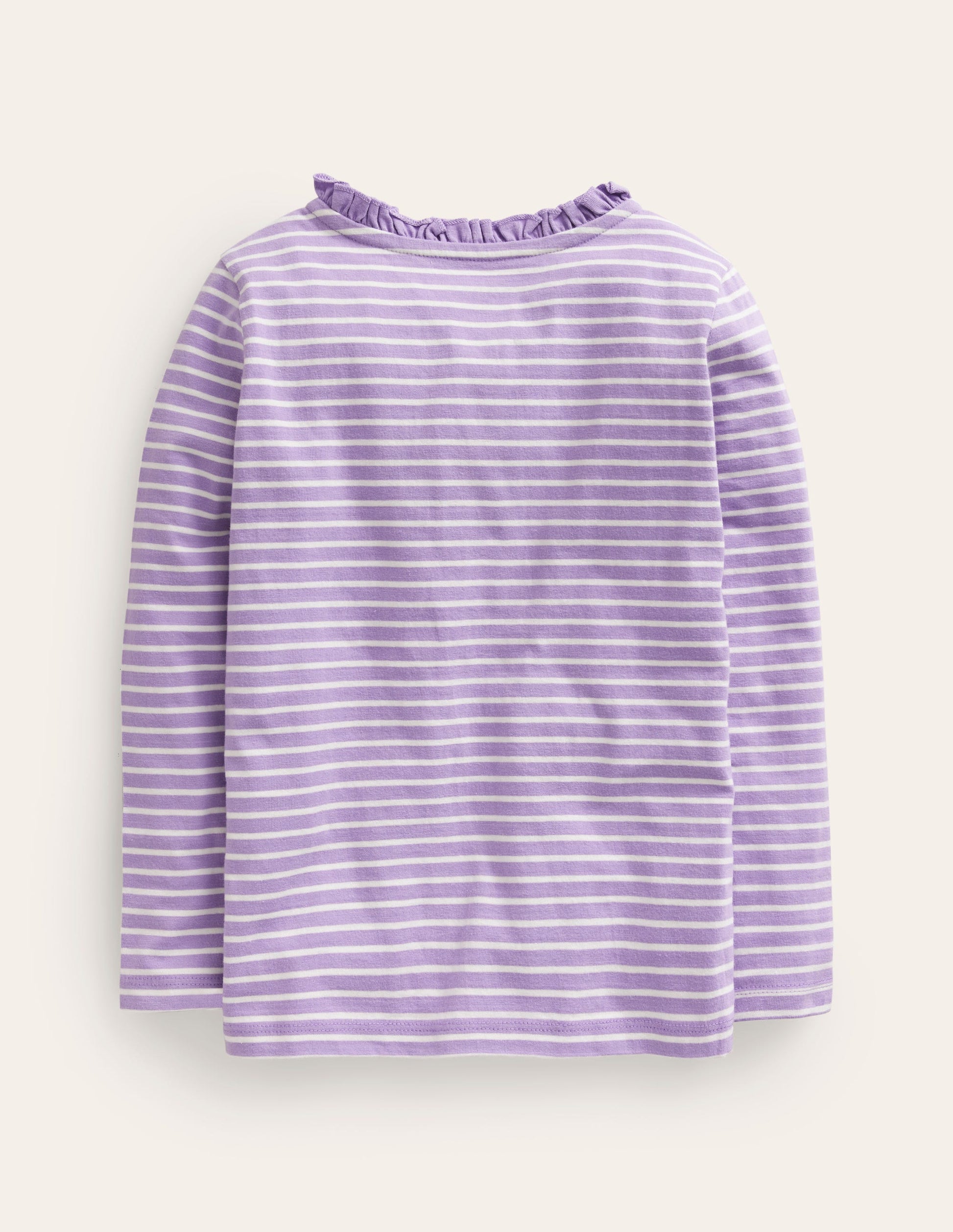 Henley Matrosenshirt mit Rüschen-Naturweiß/Lila-2