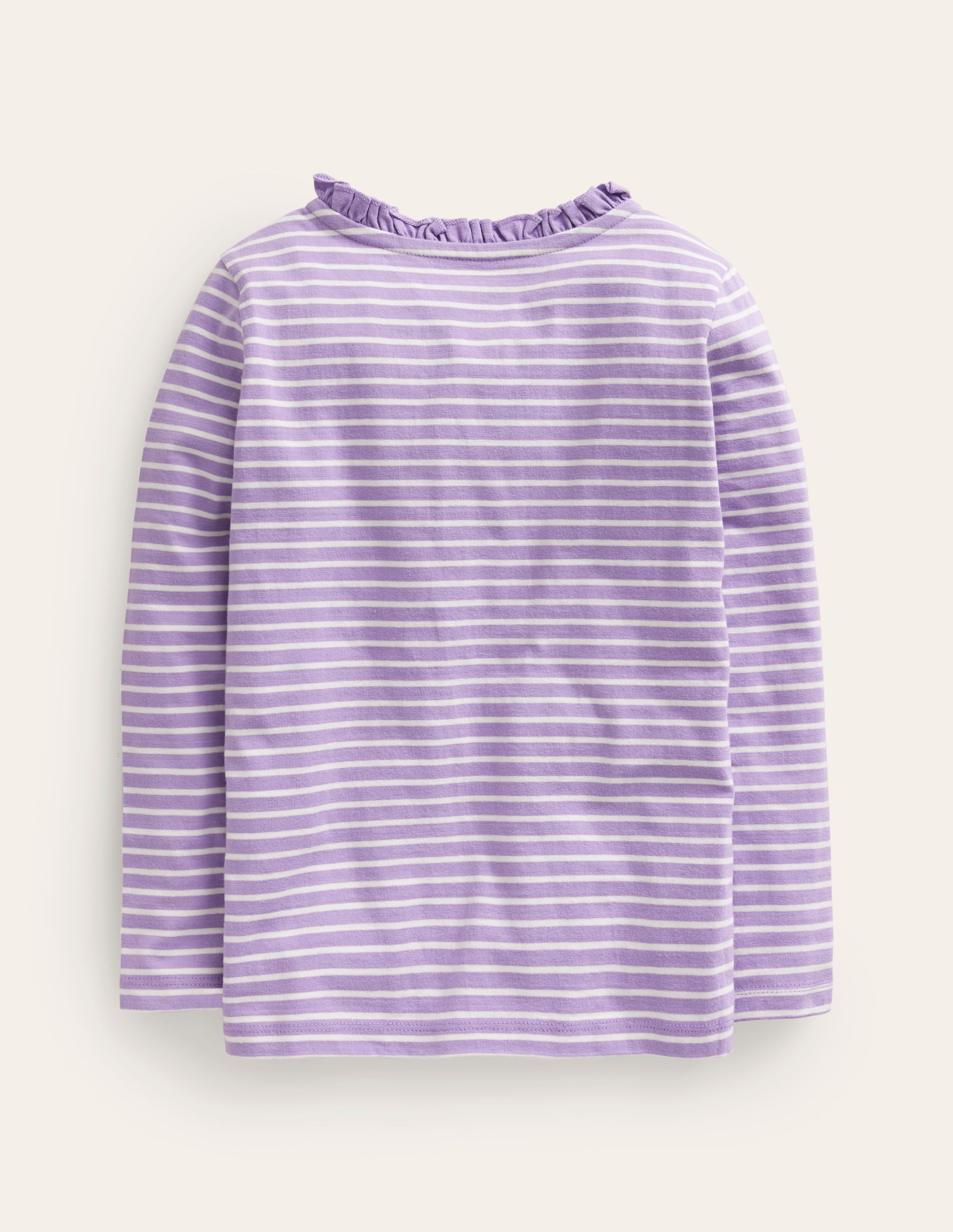 Henley Matrosenshirt mit Rüschen-Naturweiß/Lila - Image 2