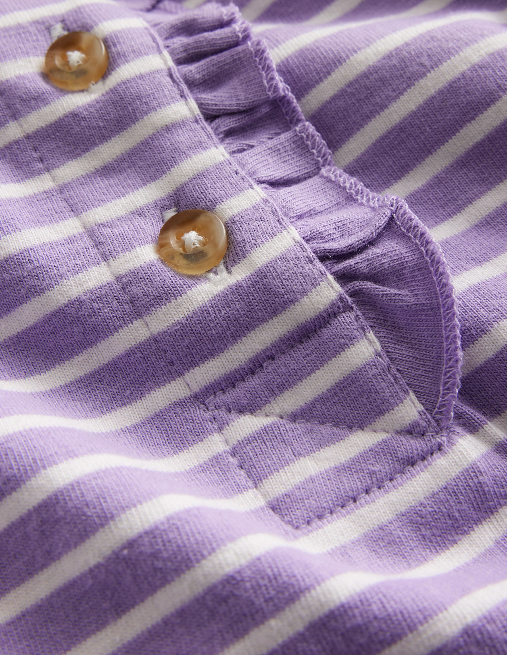 Henley Matrosenshirt mit Rüschen-Naturweiß/Lila - Image 3