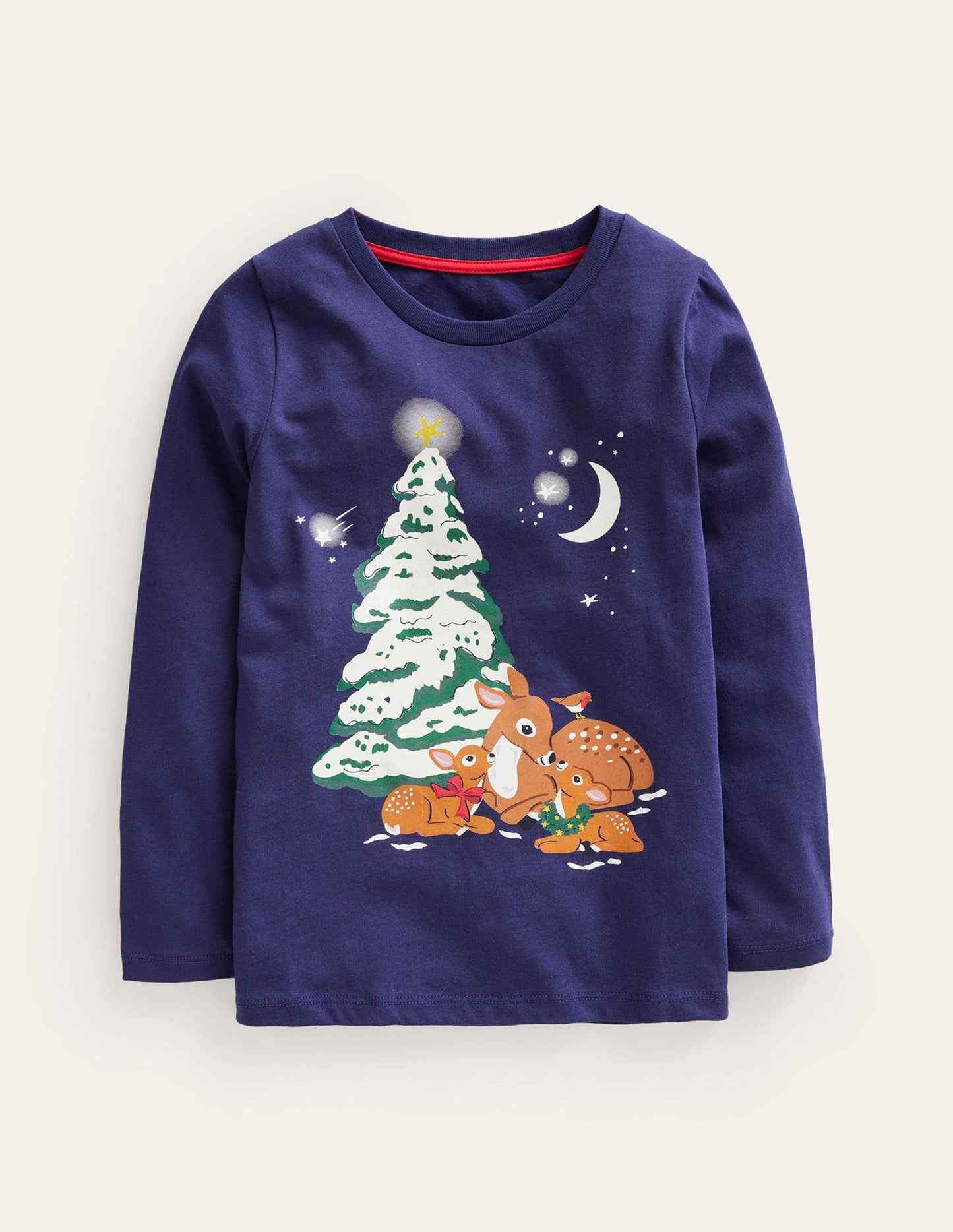 T-Shirt mit Metllic-Logo-Französisches Marineblau Hirsch