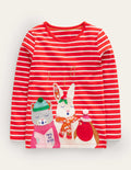 T-Shirt mit Puffärmeln und Applikation-Leuchtendes Rot/Naturweiß Sternsinger