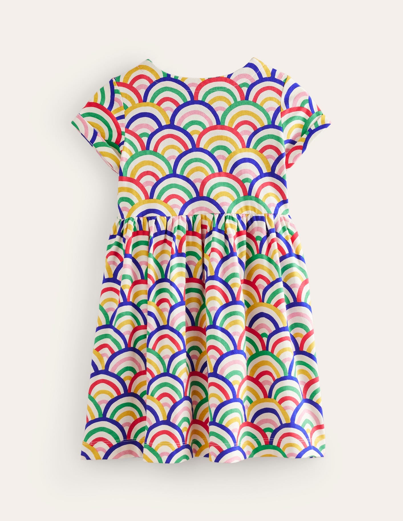 Lustiges Jerseykleid mit kurzen Ärmeln-Naturweiß Bunt Regenbogen - Image 2