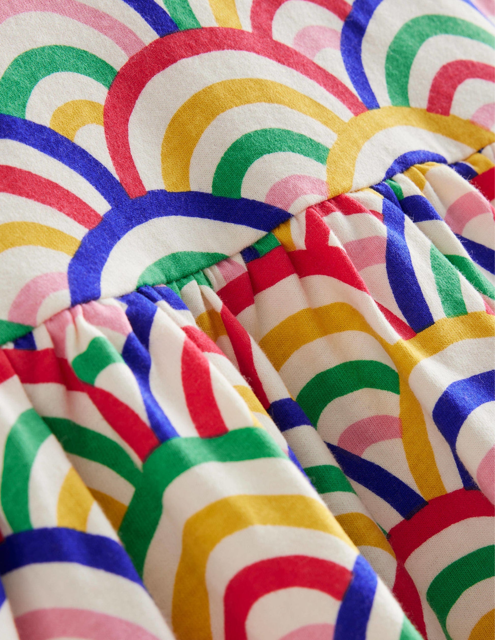 Lustiges Jerseykleid mit kurzen Ärmeln-Naturweiß Bunt Regenbogen-3