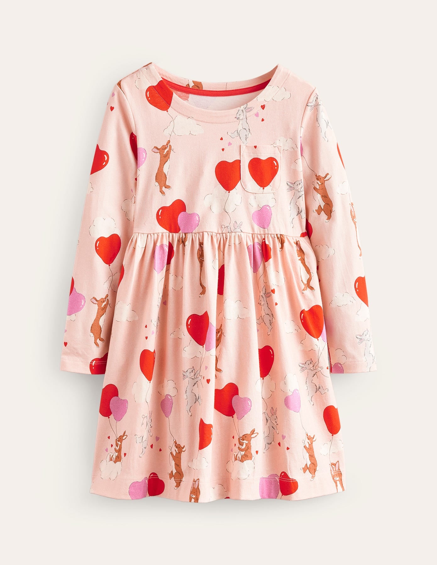 Lustiges Jerseykleid mit langen Ärmeln-Balletrosa Hasen-1