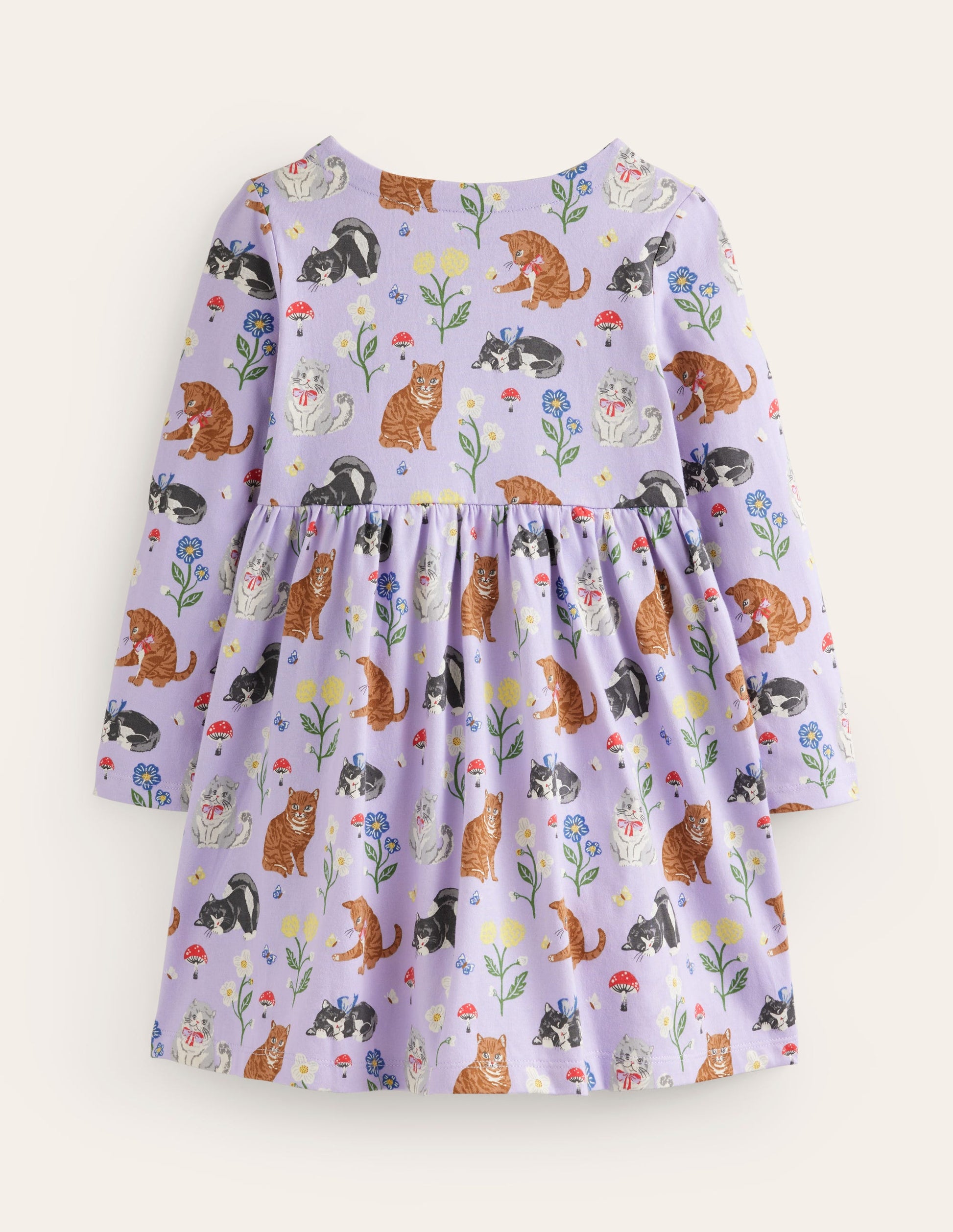 Robe fun à manches longues en jersey-Chats violet clair-2