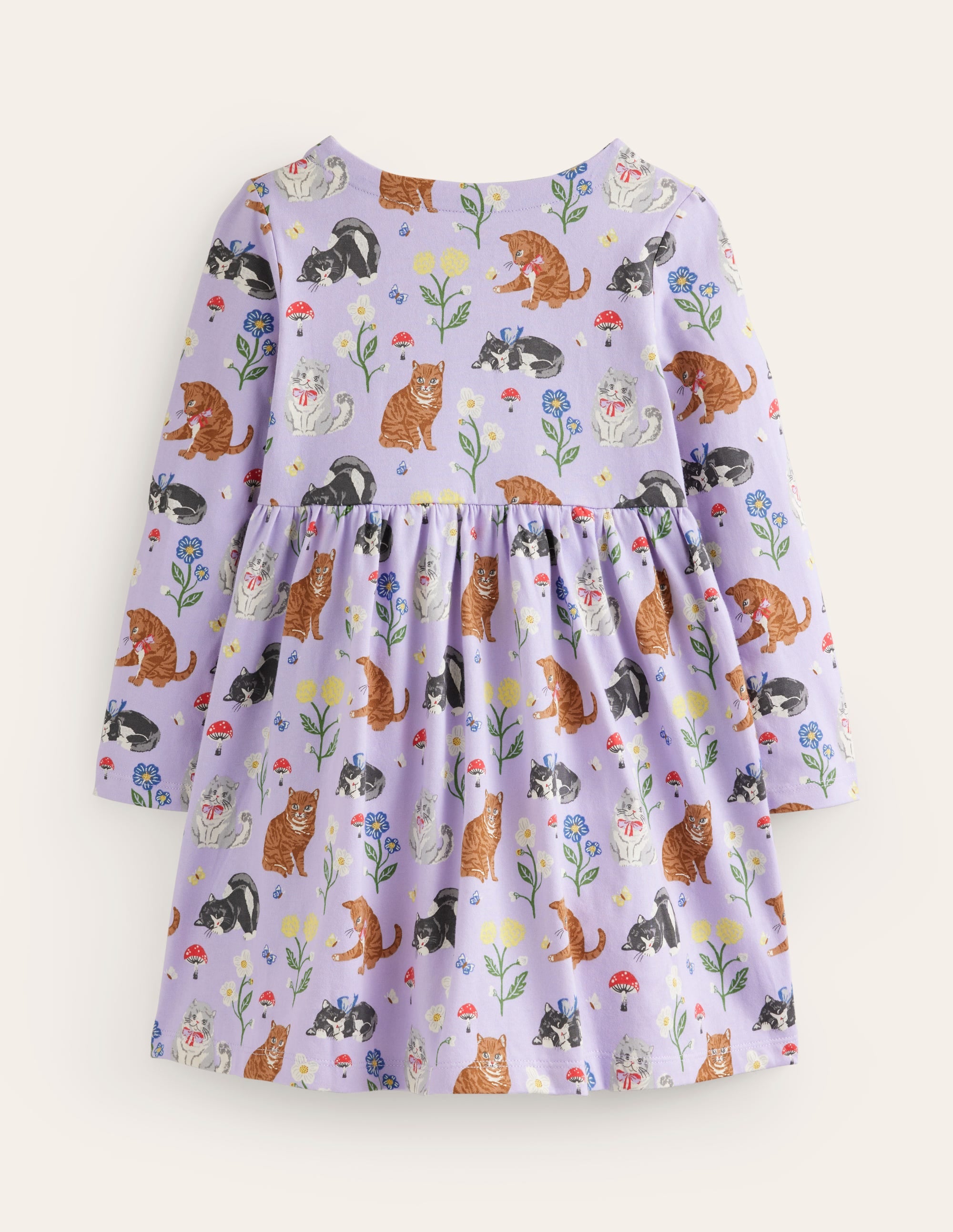Robe fun à manches longues en jersey-Chats violet clair - Image 2