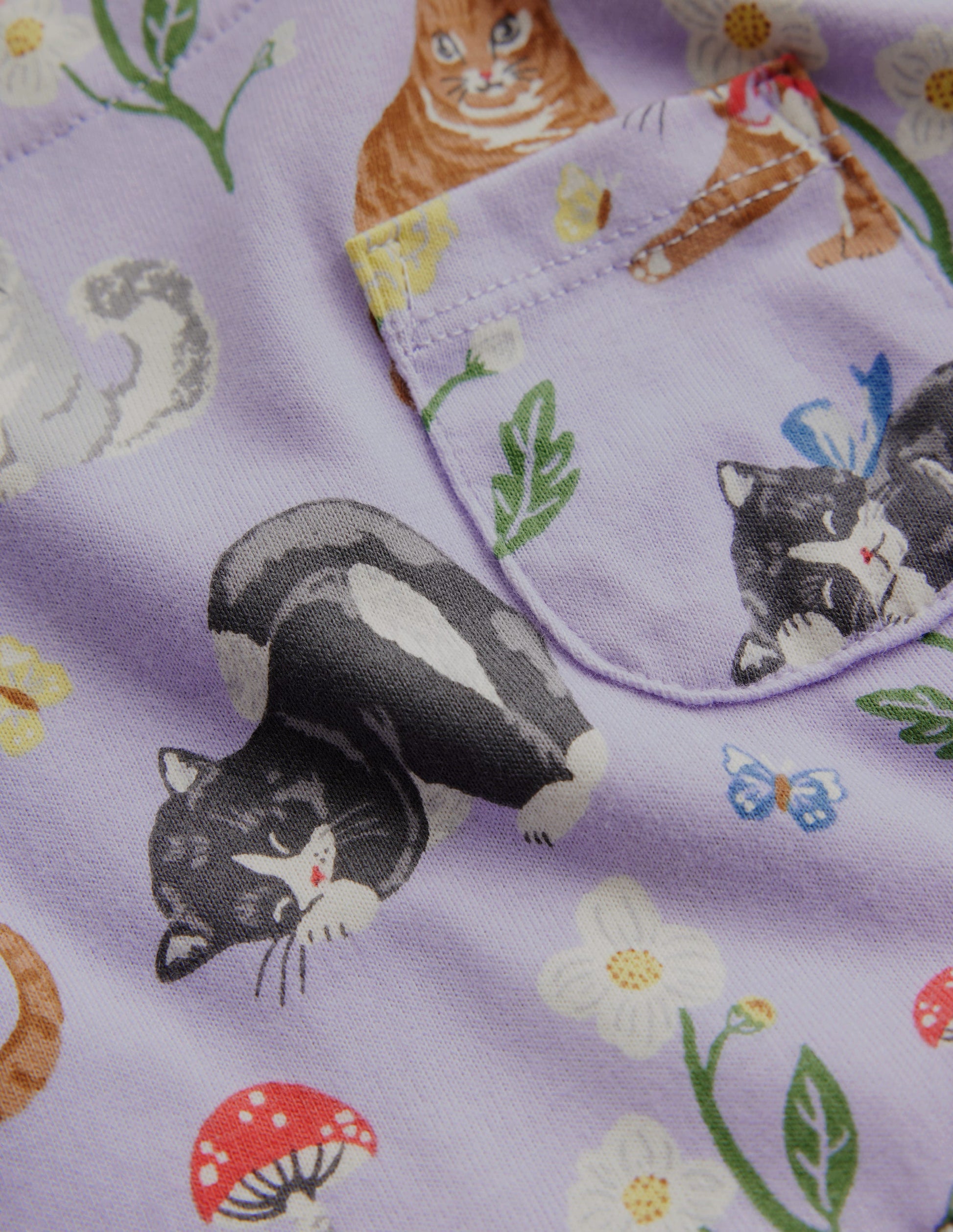 Robe fun à manches longues en jersey-Chats violet clair-3