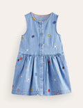 Robe chasuble boutonnée-Broderie étoile multi