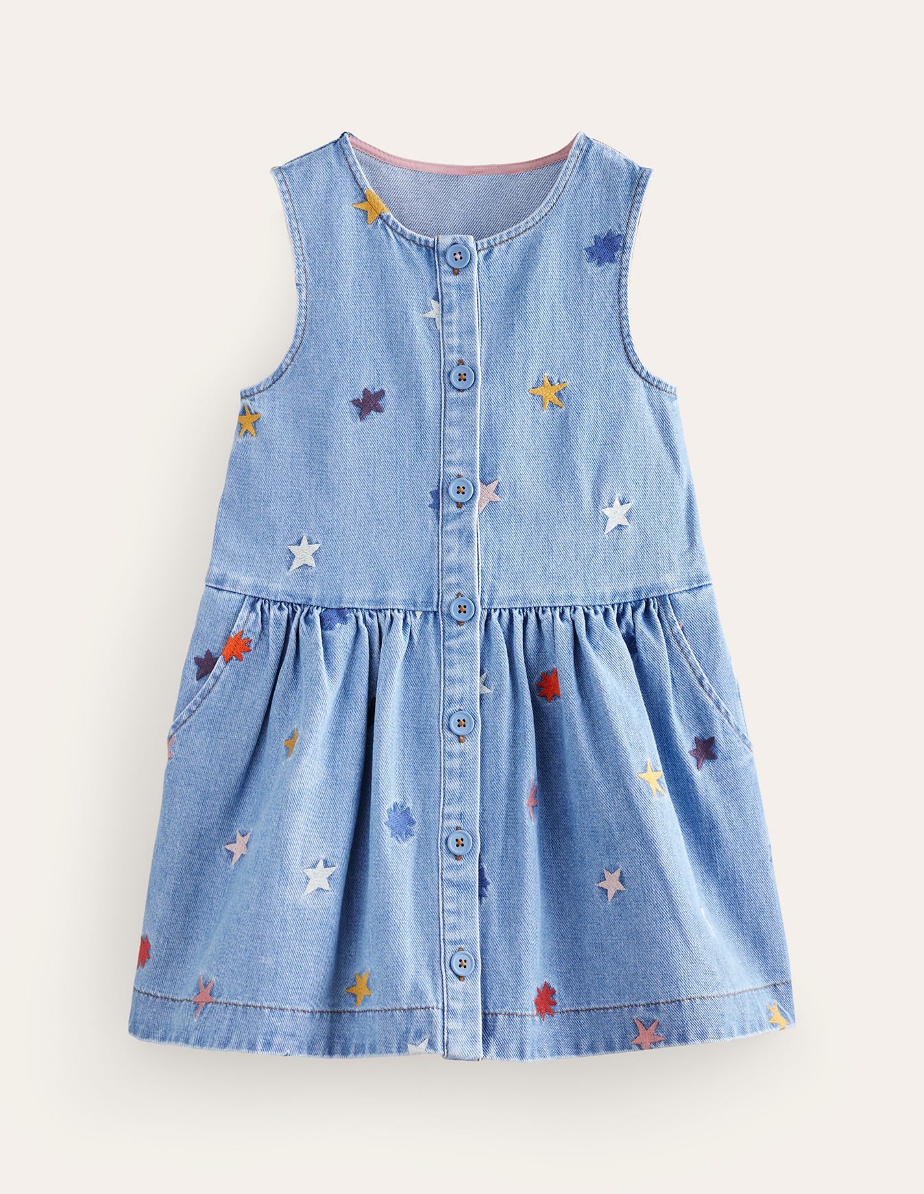 Robe chasuble boutonnée-Broderie étoile multi - Image 1