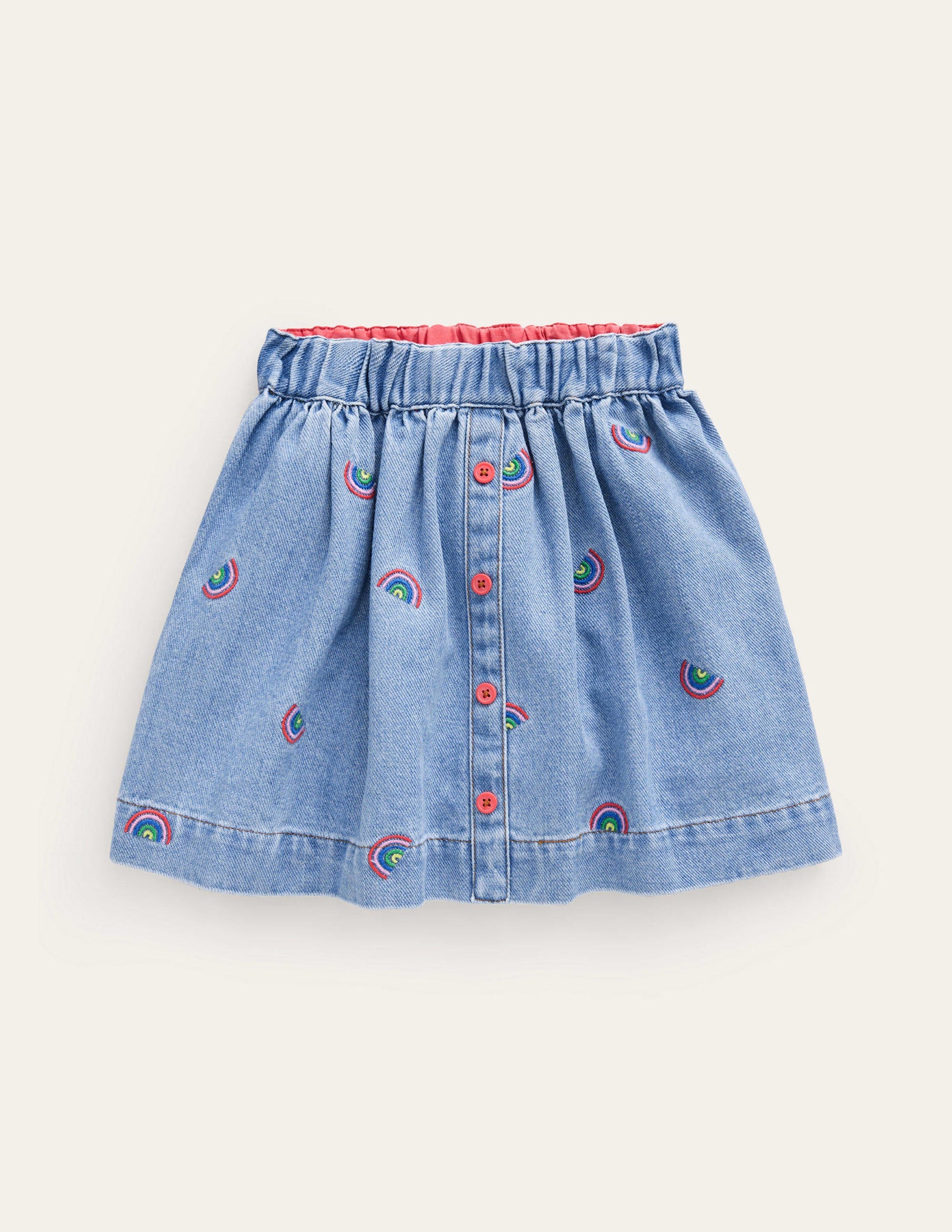 Jupe tournoyante boutonnée-Broderie arc-en-ciel indiscipliné-1