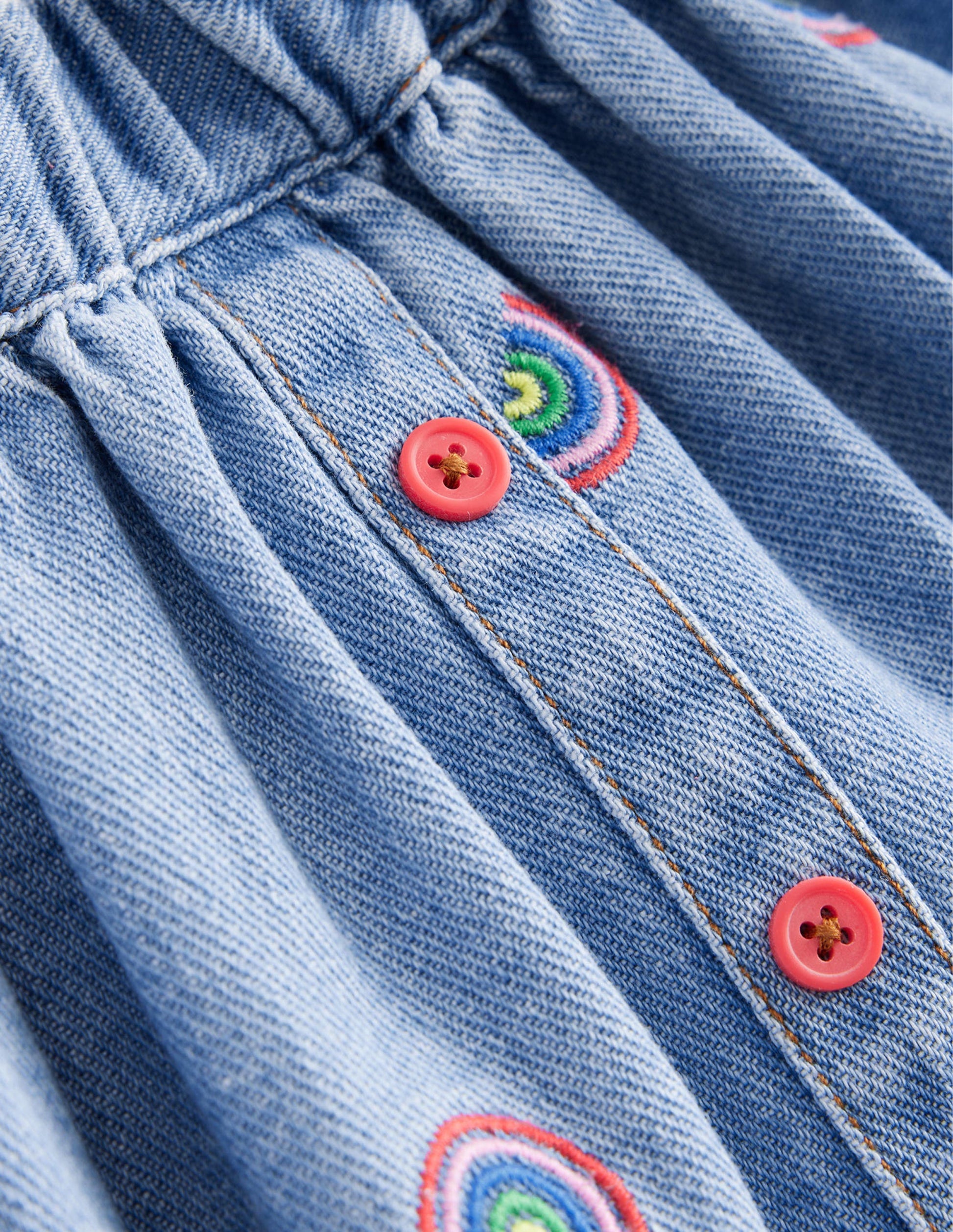 Jupe tournoyante boutonnée-Broderie arc-en-ciel indiscipliné-3