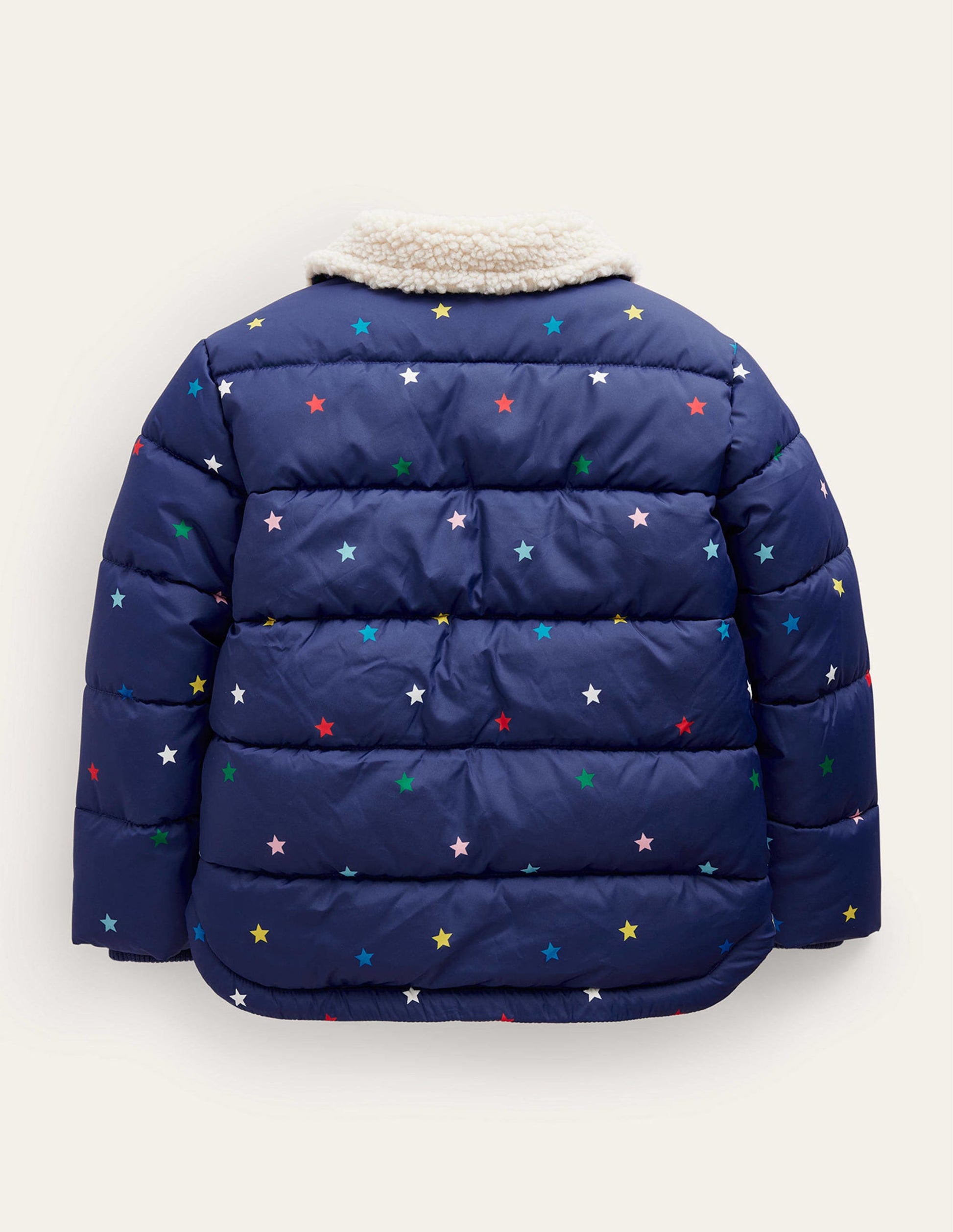 Wattierte Jacke mit Borg-Detail-Marineblau / Bunte Konfettisterne-2