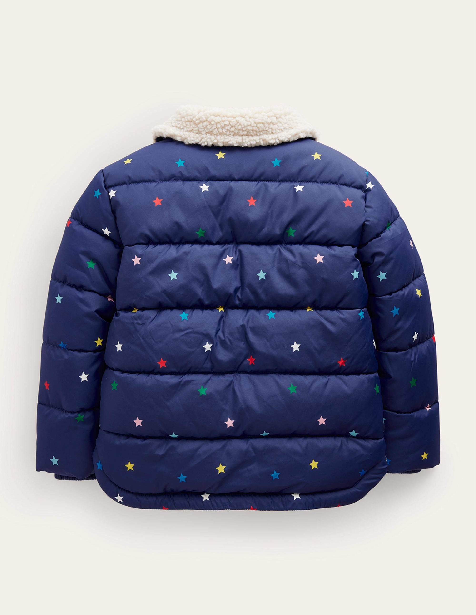 Wattierte Jacke mit Borg-Detail-Marineblau / Bunte Konfettisterne - Image 2