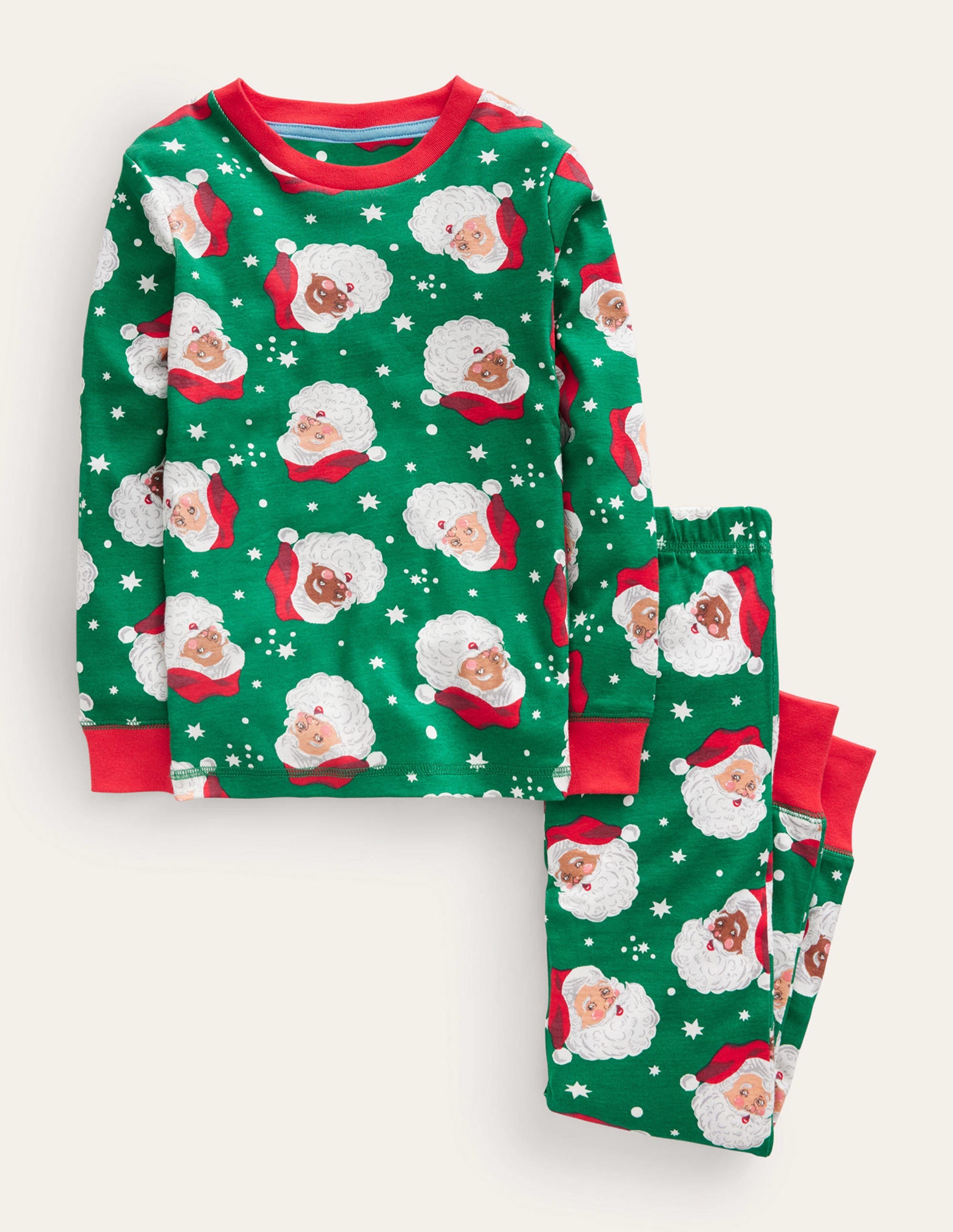 Snug Long John Pyjamas-Veridian Green Christmas - Image 1