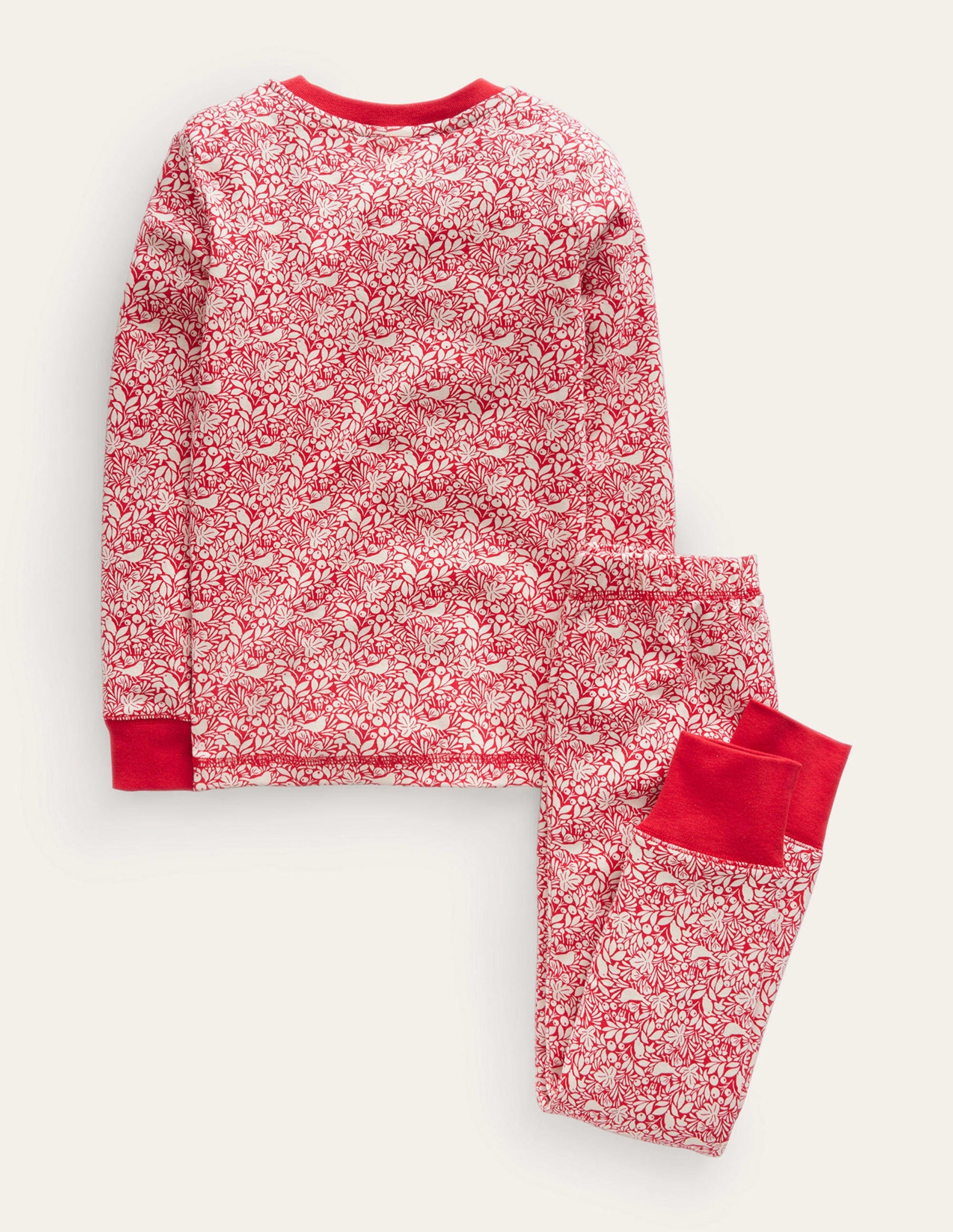 Eng anliegender, langer Schlafanzug-Rockabilly-Rot Rotkehlchen-2