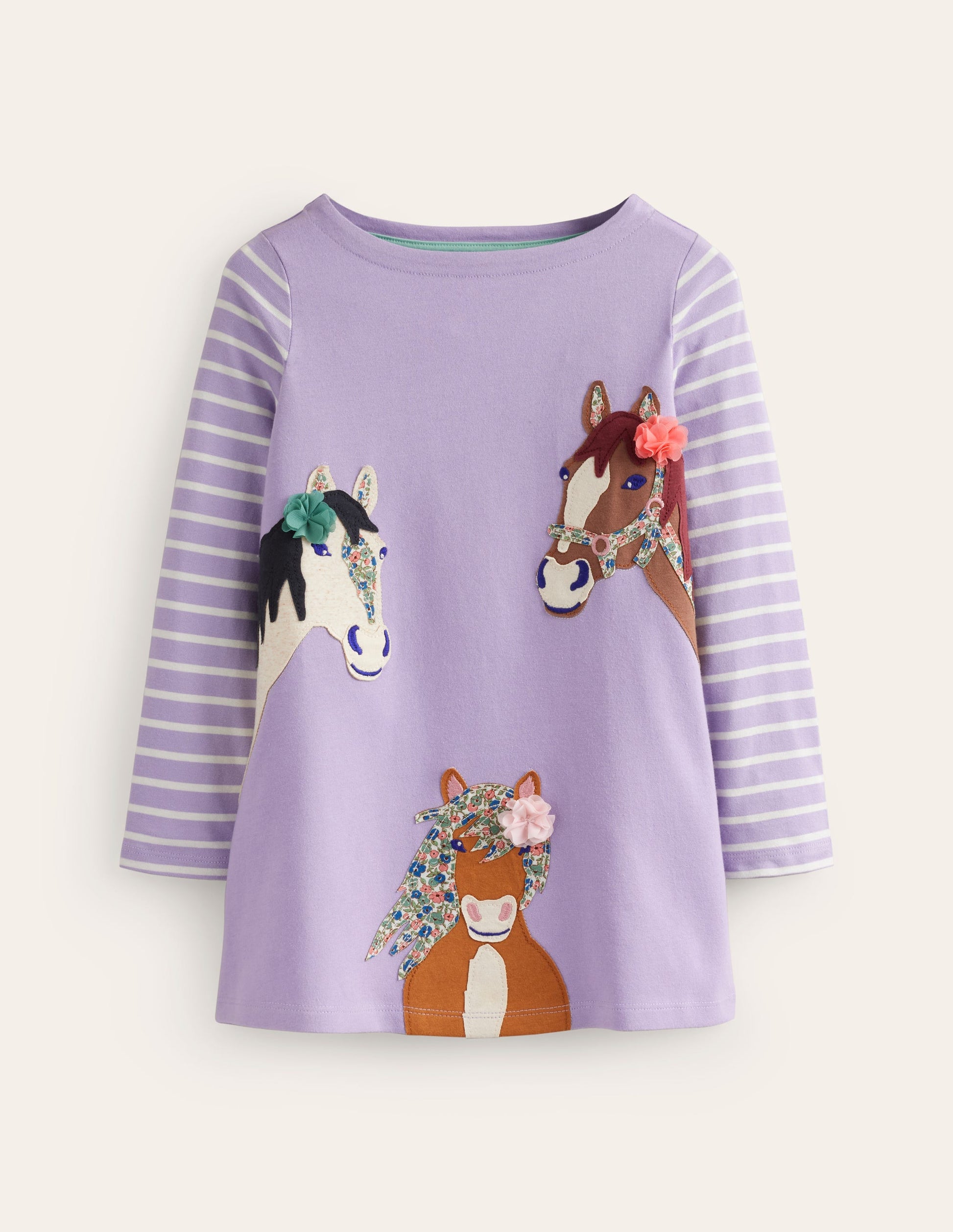 Jersey-Tunika mit Applikationen-Rittersporn „Misty Lavender“-1
