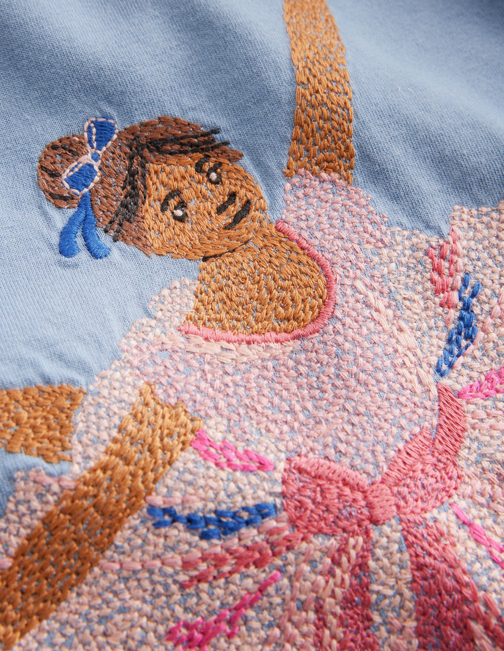 Appliqué Puff-Sleeve Top-Pebble Blue Ballerina-3