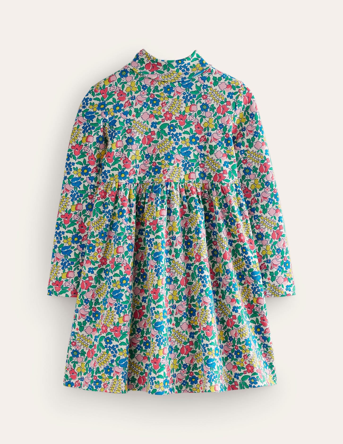 Jerseykleid mit Rollkragen-Bunt Blumenbeet-1