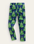 Lustige, bequeme Leggings-Schuluniform-Marineblau Weihnachtsbäume