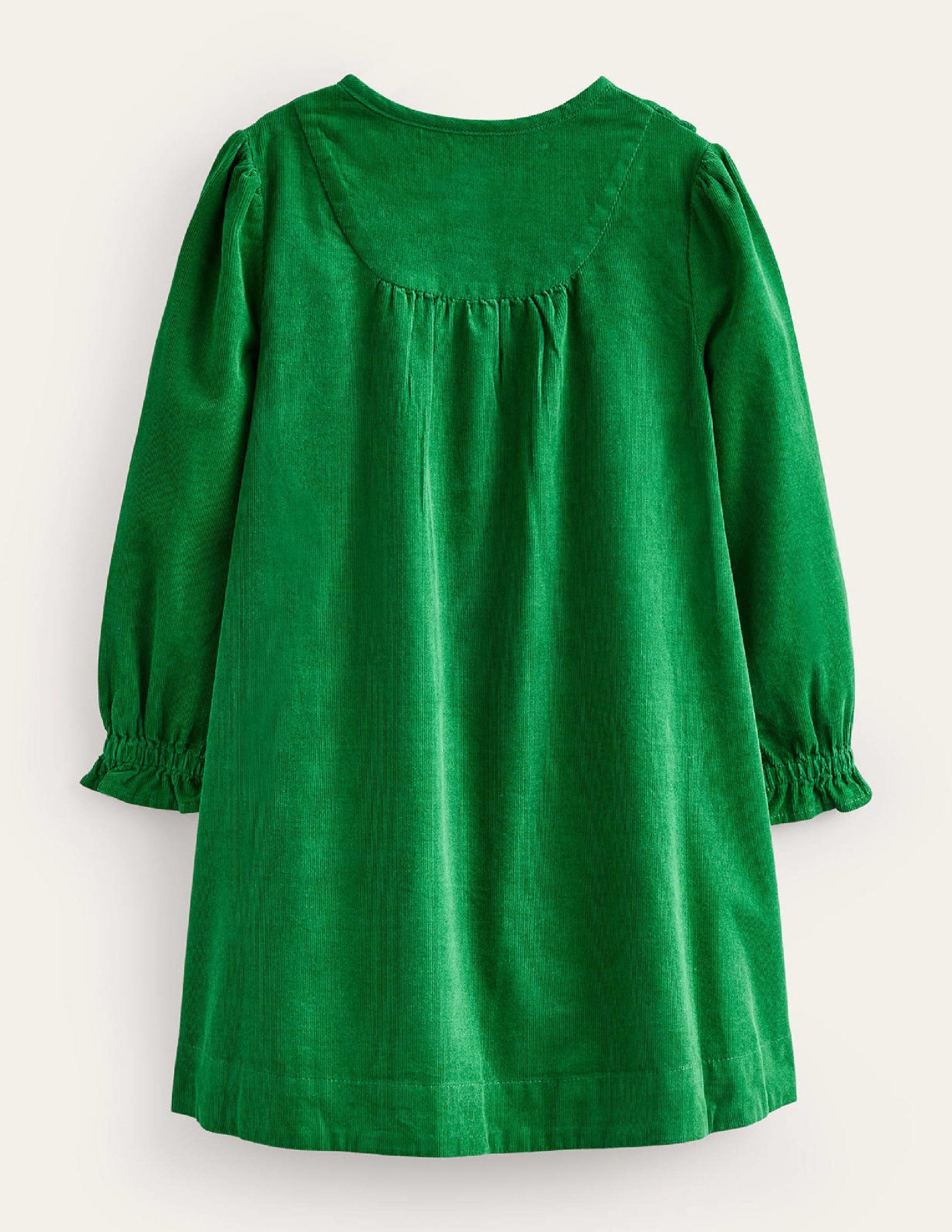 Cordkleid mit Muschelsaum-Tiefgrün-2