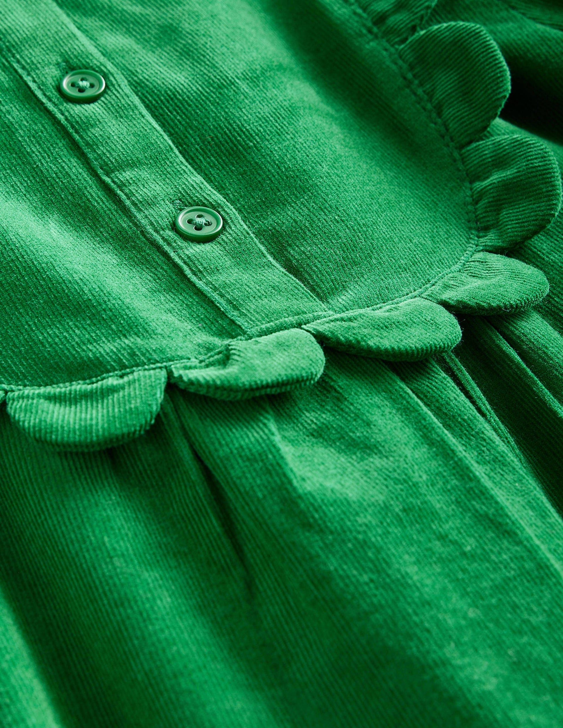 Cordkleid mit Muschelsaum-Tiefgrün-3