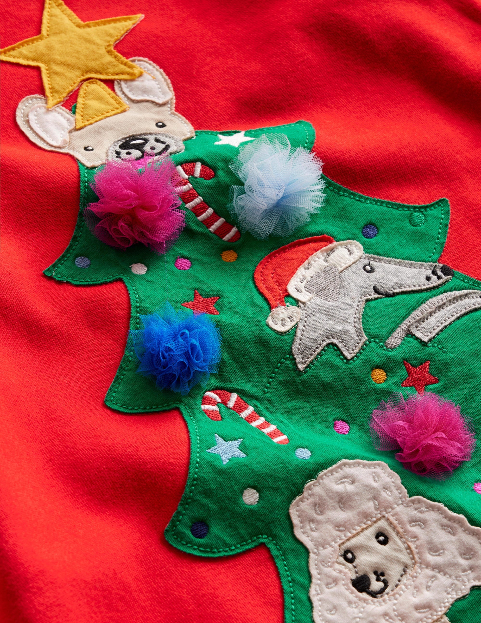 Kuscheliges Sweatshirt-Kleid mit Applikationen-Leuchtendes Rot Weihnachtsbaum - Image 3