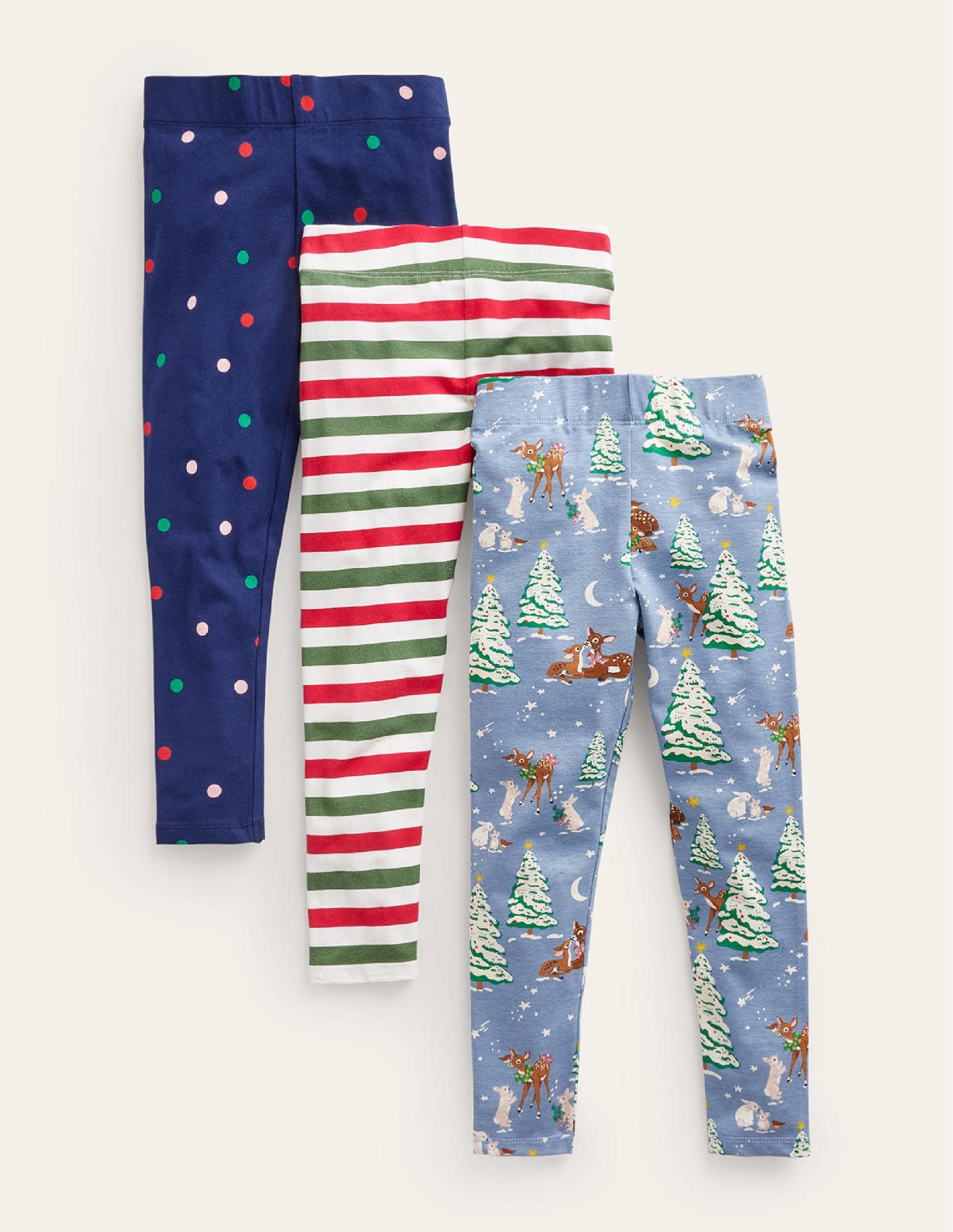 3 leggings-Motif Festive Woodland bleu galet - Image 1